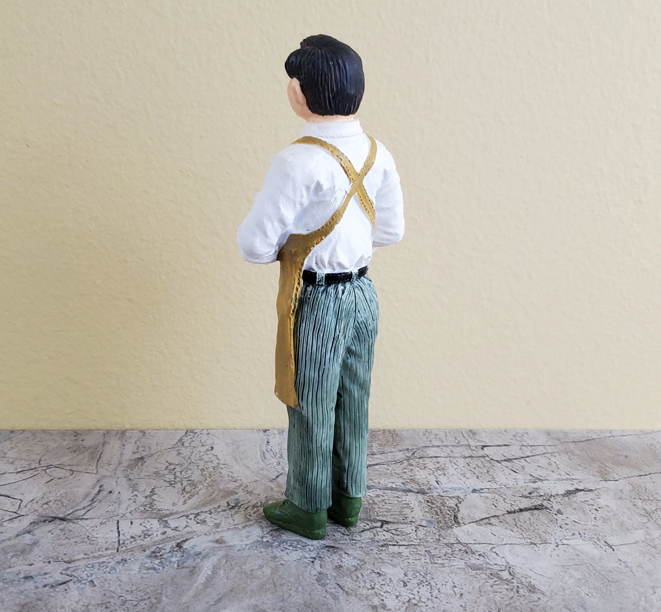 Dollhouse Man Shopkeeper Butler Standing with Apron Resin 1:12 Scale Miniature - Image 3