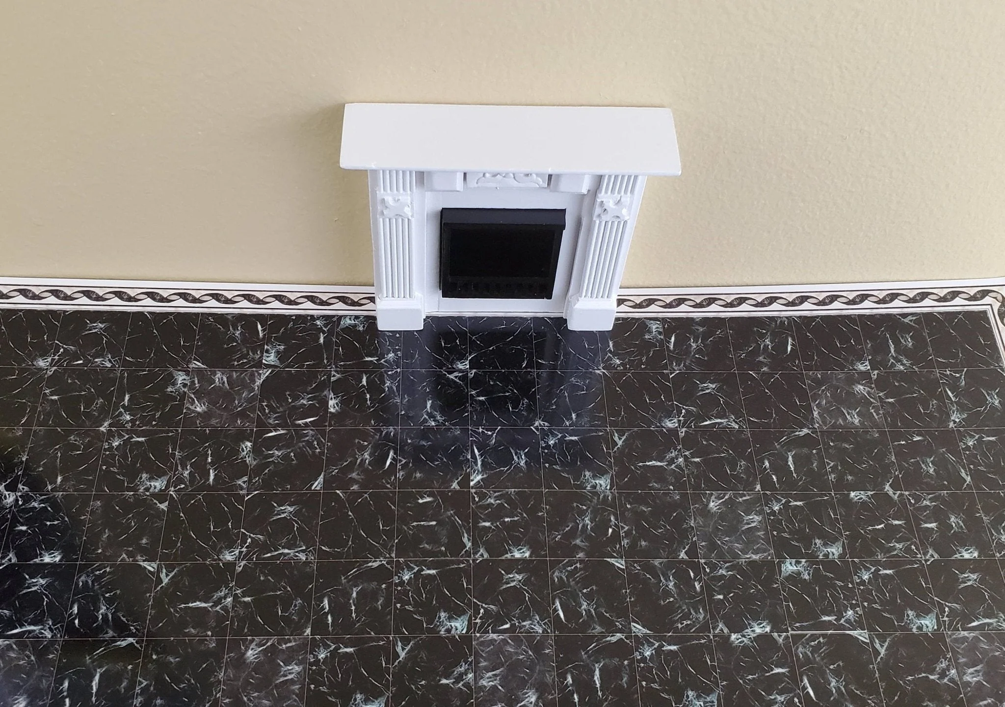 Dollhouse Miniature Marble Tile Flooring Sheet Black with White World Model 34737 1:12 Scale - Image 4