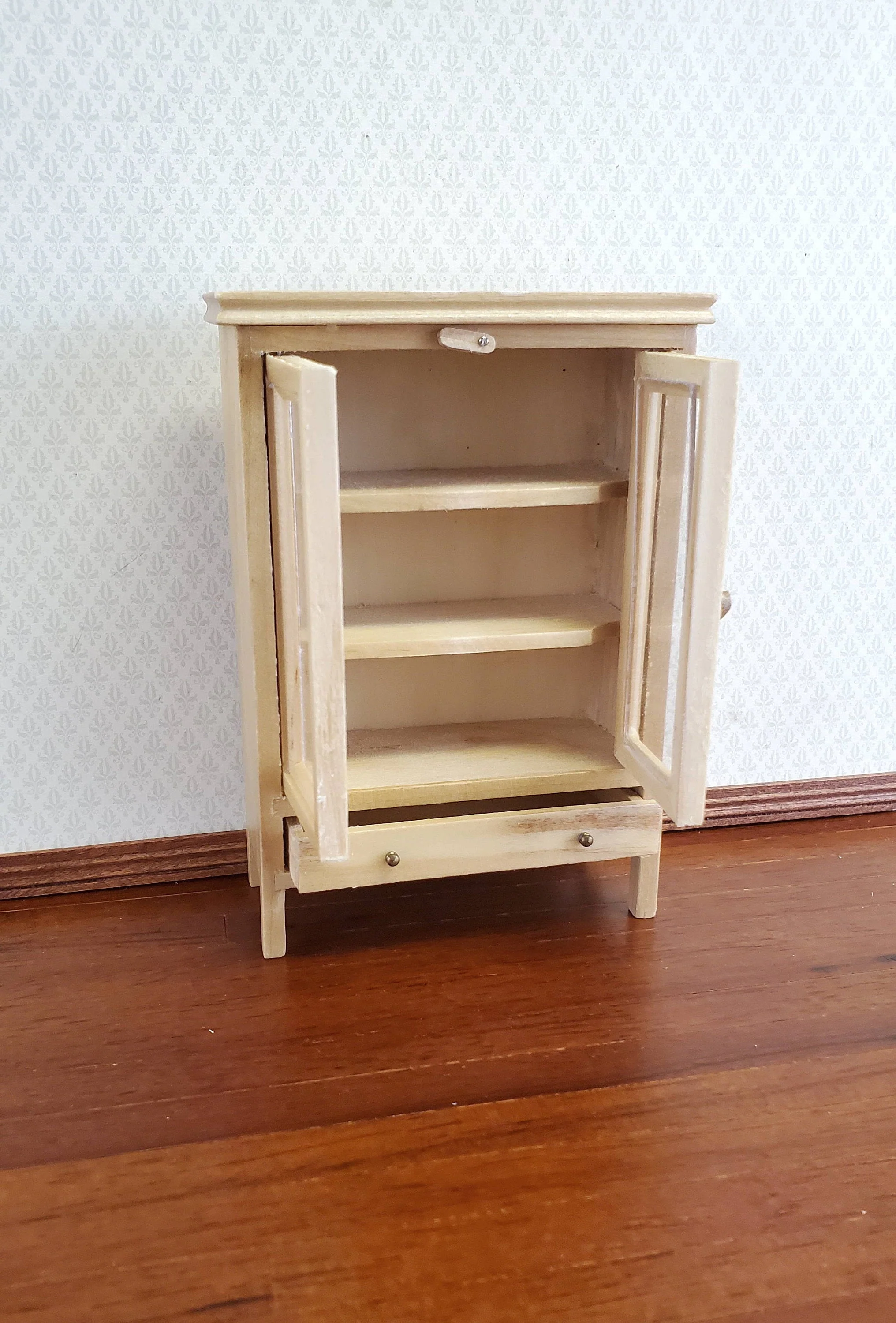 Dollhouse Miniature Meat Safe Fridge Light Oak Finish 1:12 Scale Wood Furniture - Image 3
