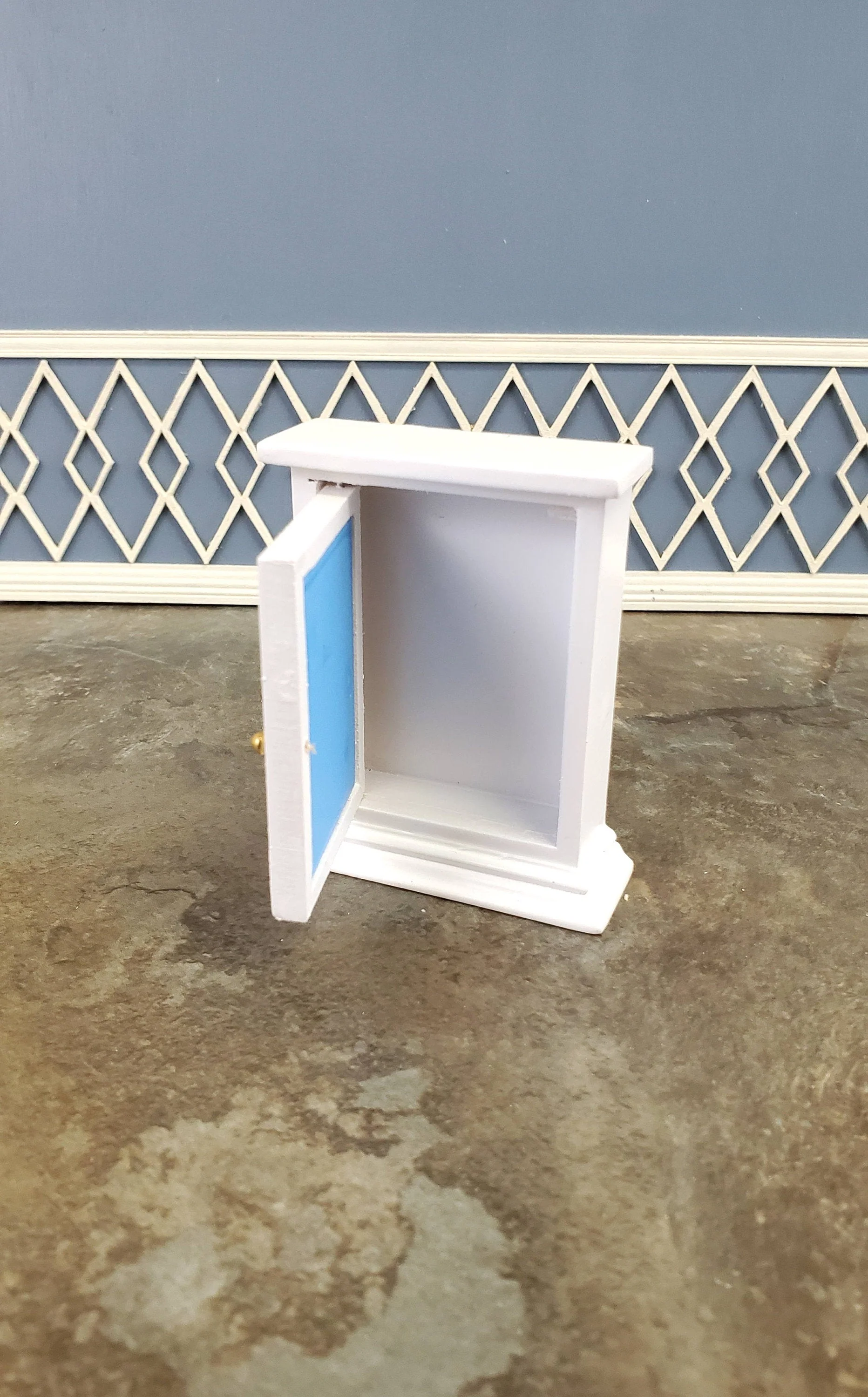 Dollhouse Miniature Medicine Cabinet Hanging White Shelf with Mirror 1:12 Scale Bathroom - Image 3