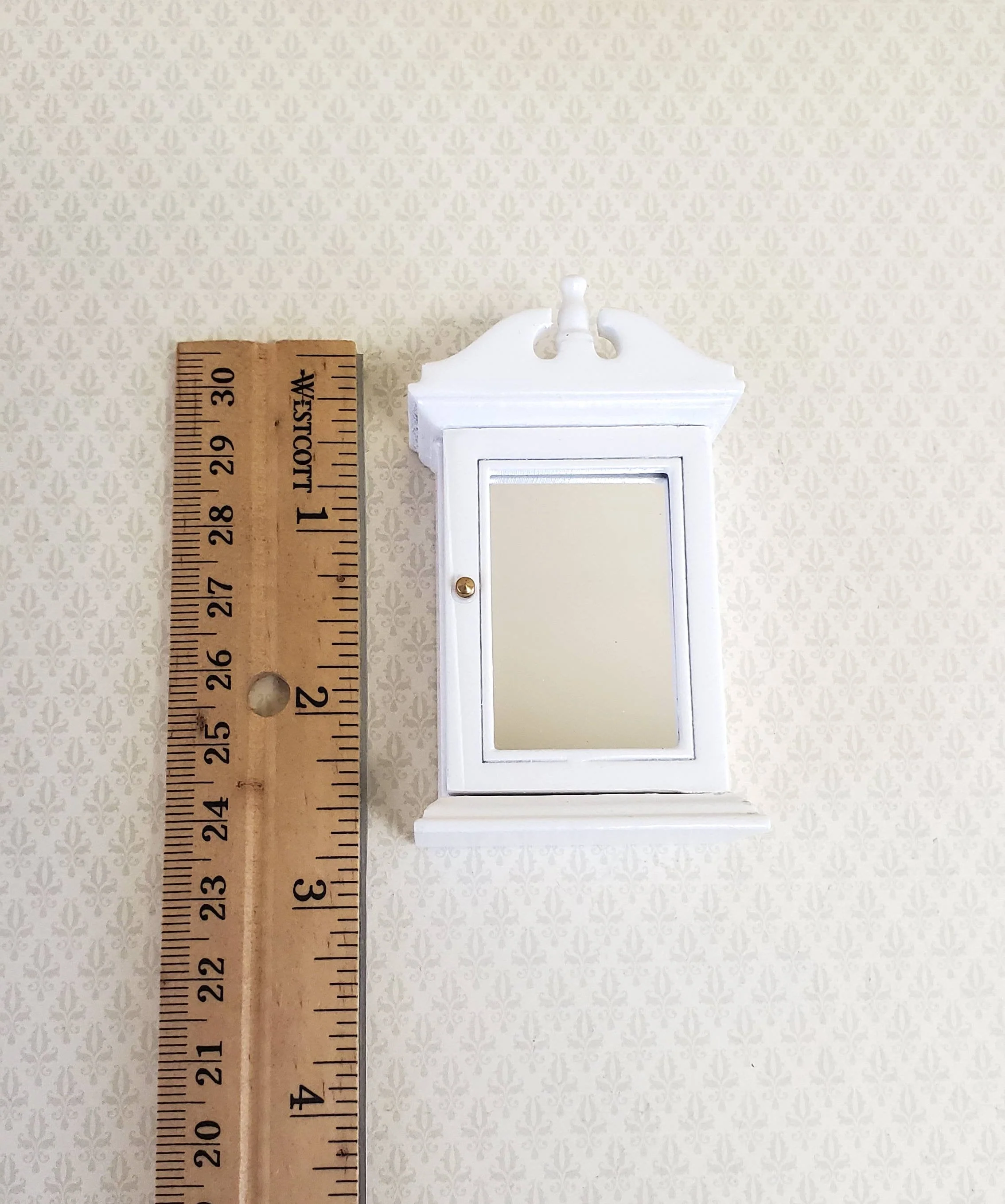 Dollhouse Miniature Medicine Cabinet Hanging White Shelves with Mirror 1:12 Scale Bathroom - Image 4