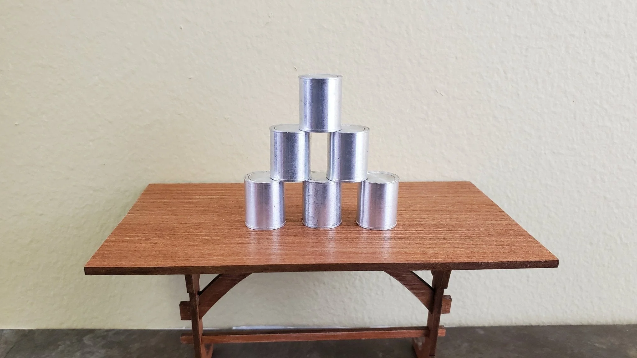 Dollhouse Miniature Metal Cans Large x6 with Removable Lid Grocery Store 1:12 Scale