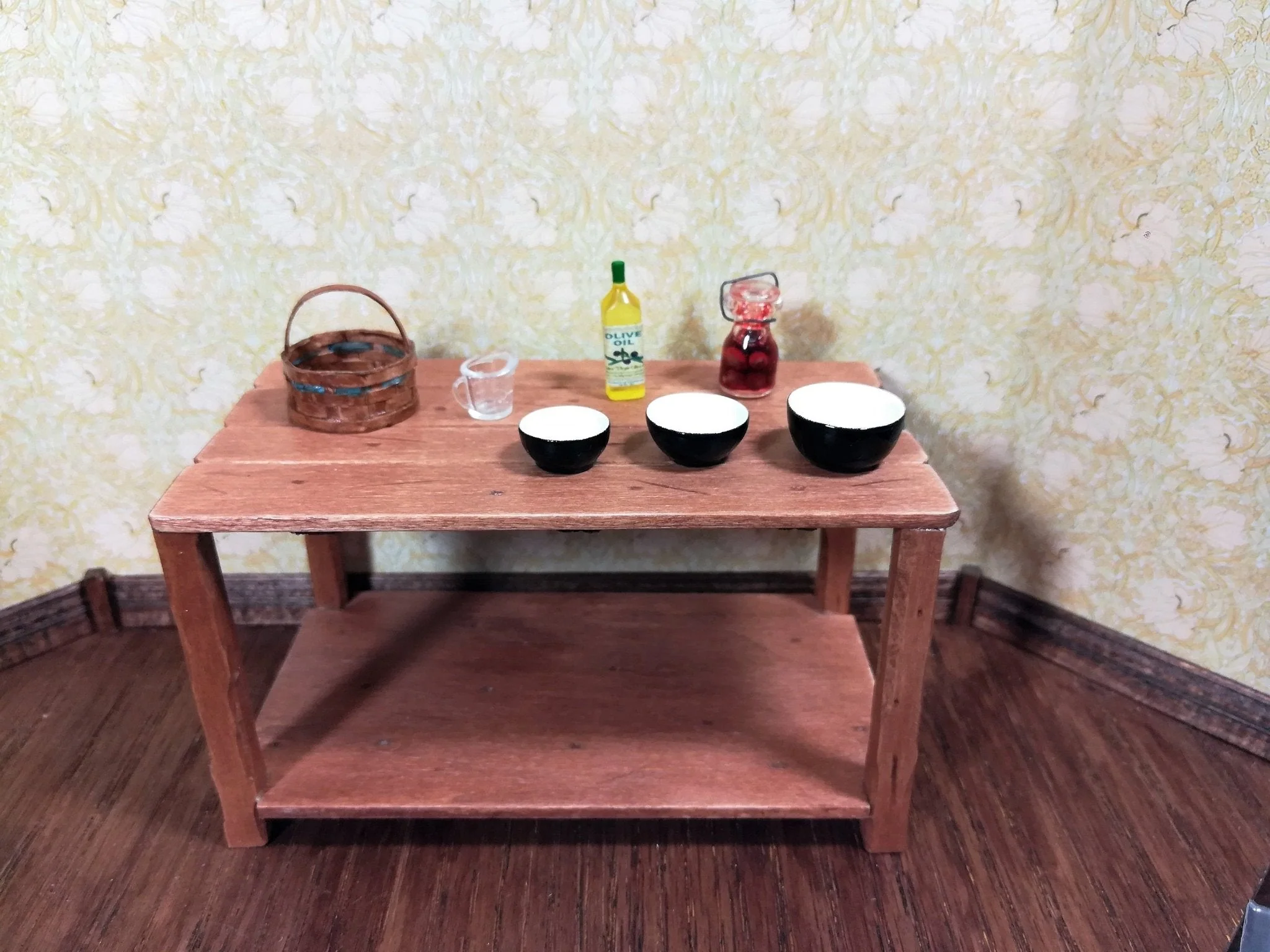 Dollhouse Mixing Bowls Set of 3 Stacking Black and White 1:12 Scale Miniature - Image 3