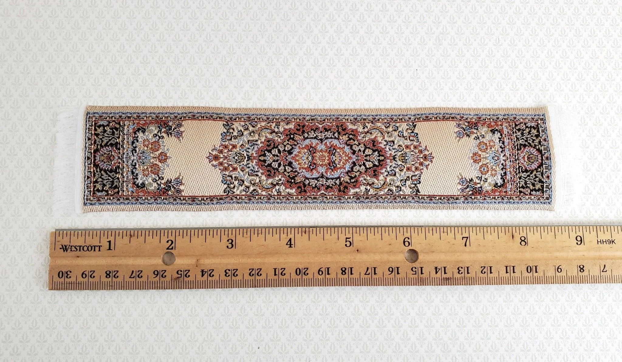 Dollhouse Miniature Narrow Carpet Rug Runner Beige Woven Fabric 1:12 Scale - Image 2