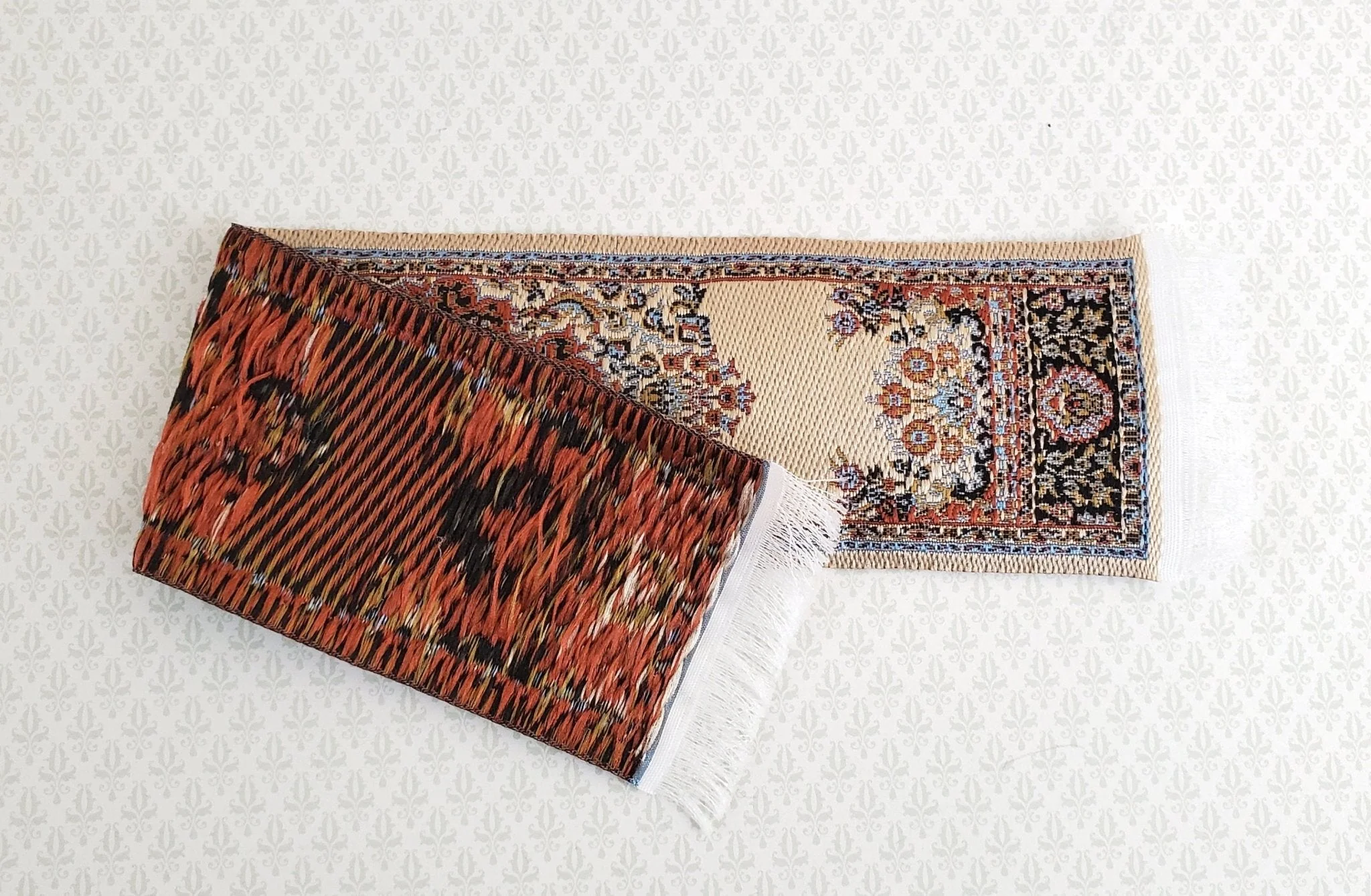 Dollhouse Miniature Narrow Carpet Rug Runner Beige Woven Fabric 1:12 Scale - Image 4