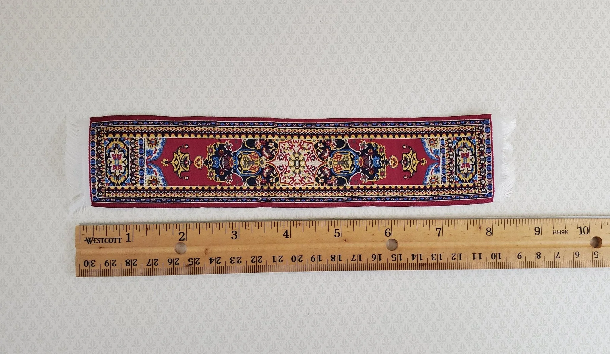Dollhouse Miniature Narrow Carpet Rug Runner Burgundy Maroon Woven Fabric 1:12 Scale - Image 2
