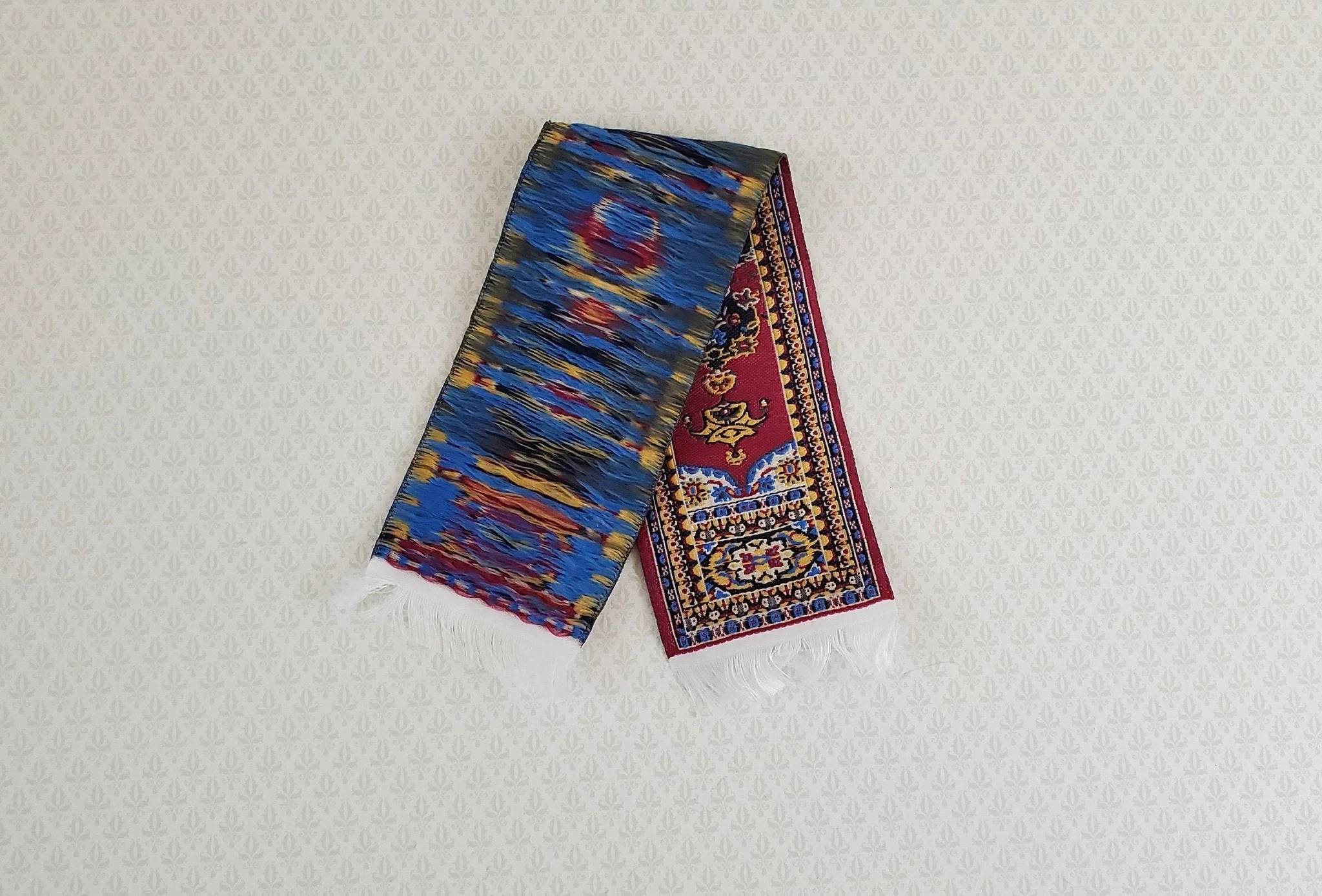 Dollhouse Miniature Narrow Carpet Rug Runner Burgundy Maroon Woven Fabric 1:12 Scale - Image 3