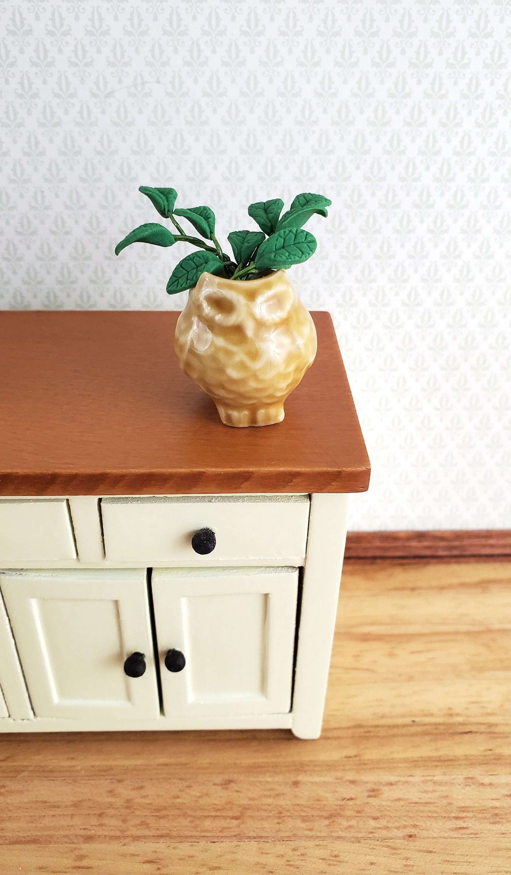 Dollhouse Miniature Owl Planter Pot Ceramic 1:12 Scale - Image 4
