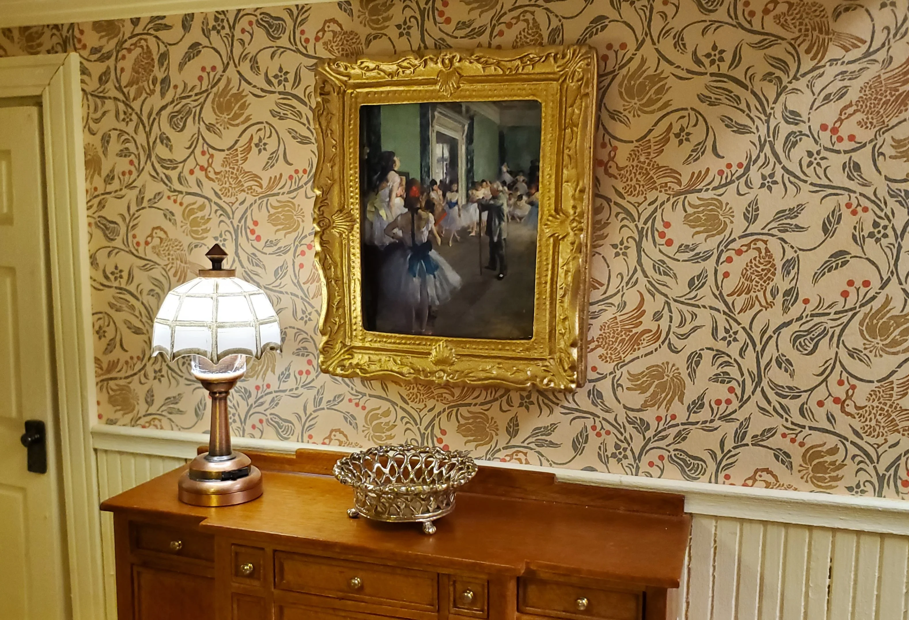 Dollhouse Miniature Degas The Dance Class Framed Print 1:12 Scale Large Gold Frame Handmade - Image 2