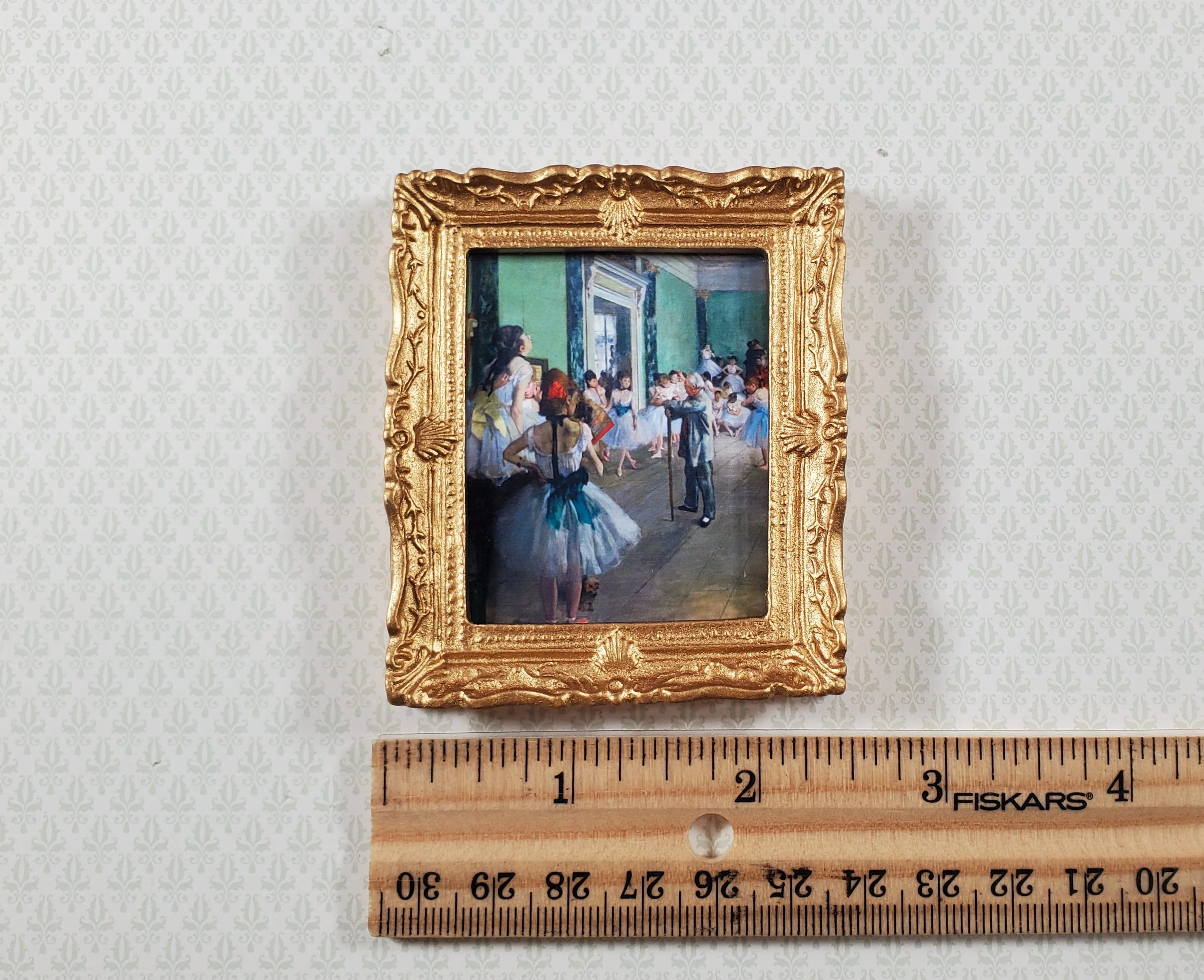 Dollhouse Miniature Degas The Dance Class Framed Print 1:12 Scale Large Gold Frame Handmade - Image 3