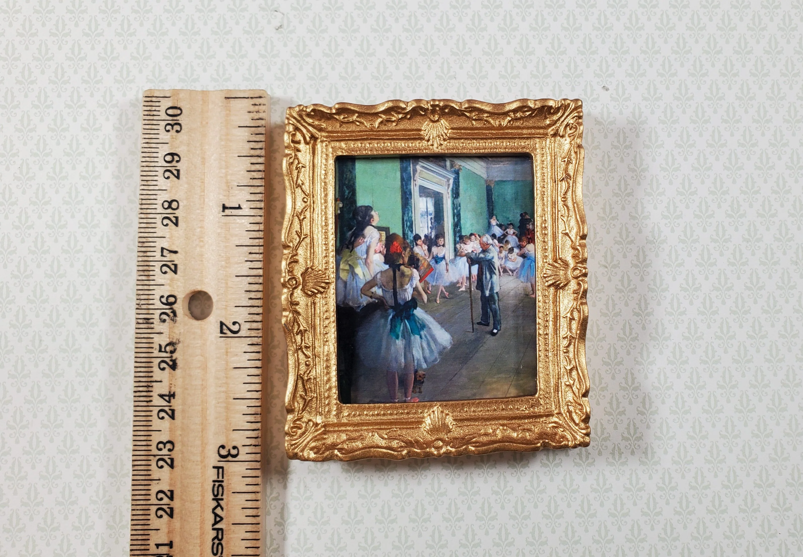 Dollhouse Miniature Degas The Dance Class Framed Print 1:12 Scale Large Gold Frame Handmade - Image 4