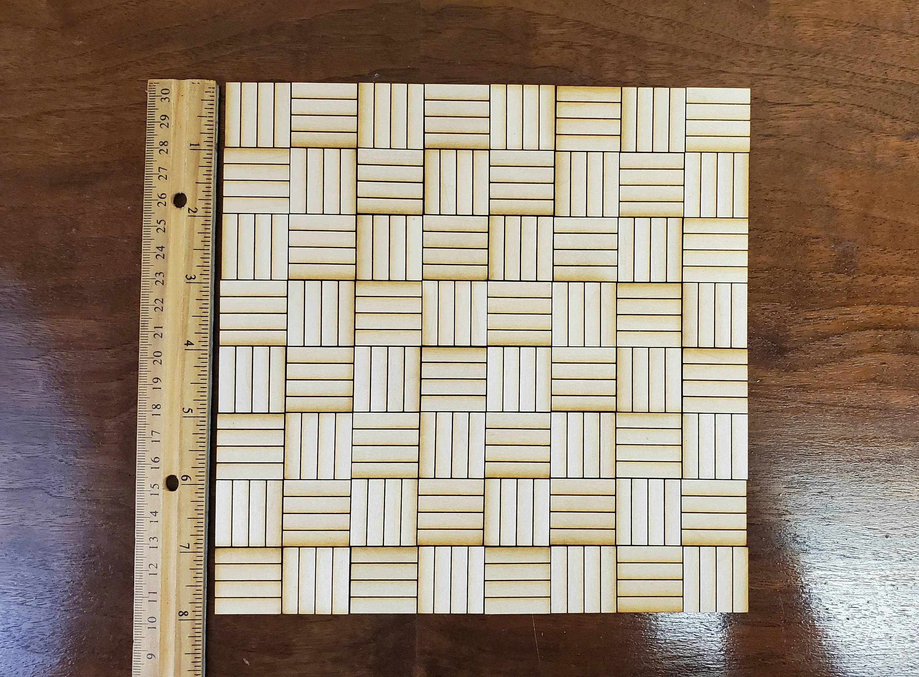 Dollhouse Parquet Floor Real Wood 1:12 Scale 8" x 8" Miniature Flooring - Image 2