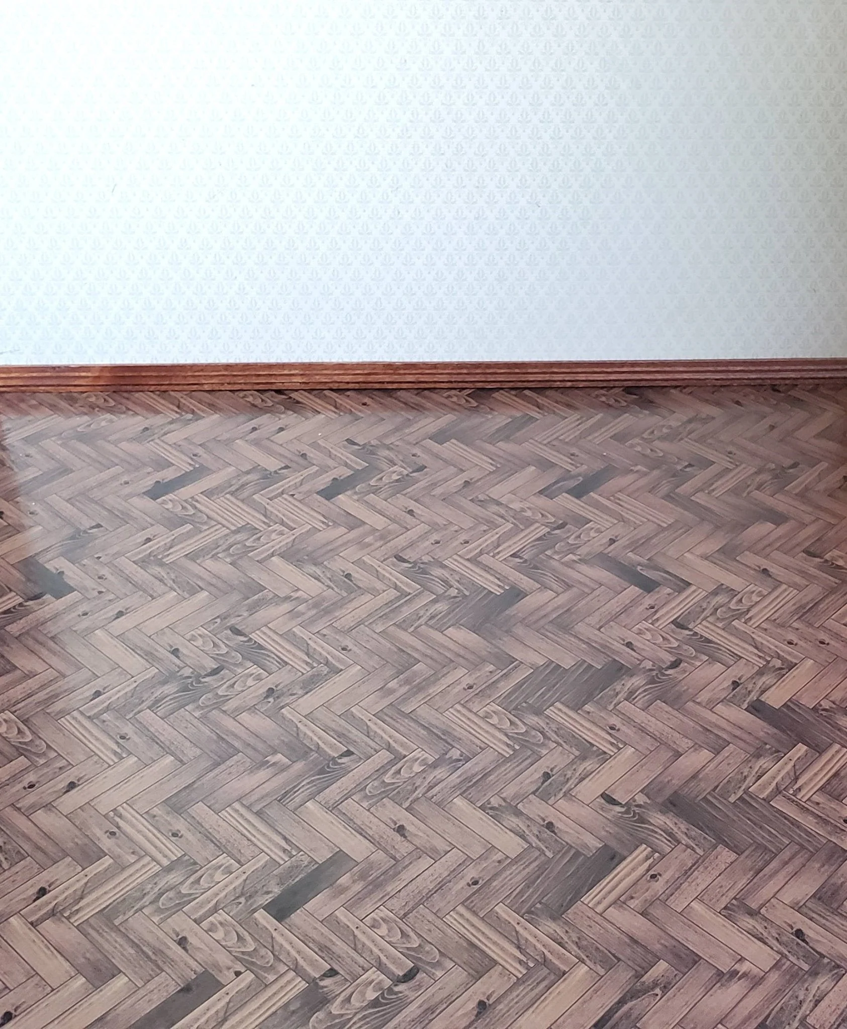 Dollhouse Miniature Parquet Wood Flooring Dark Paper Card Stock Glossy 1:12 Scale - Image 3