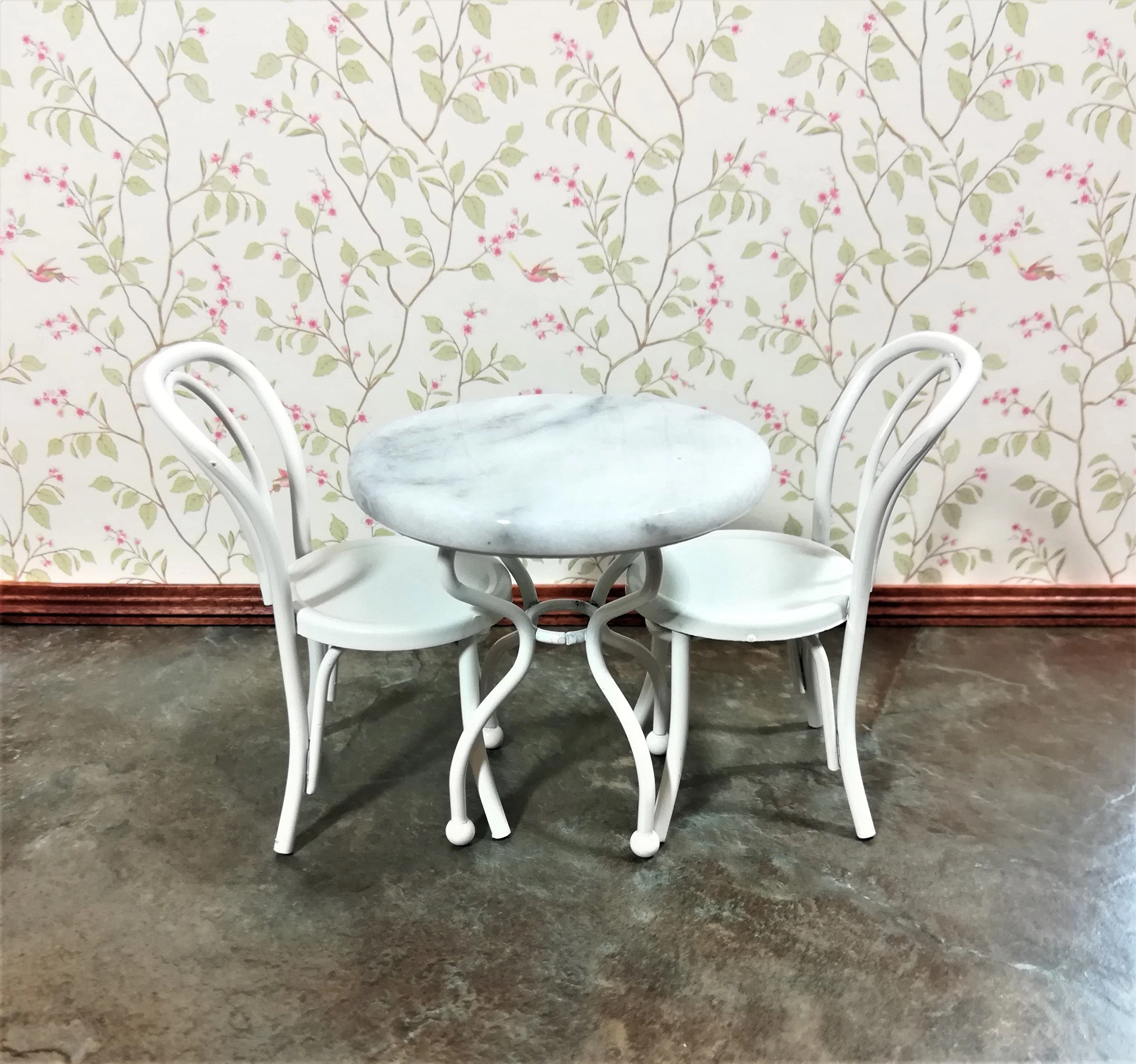 Dollhouse Miniature Patio Set White w/ faux Marble 1:12 Scale Fairy Garden - Image 2