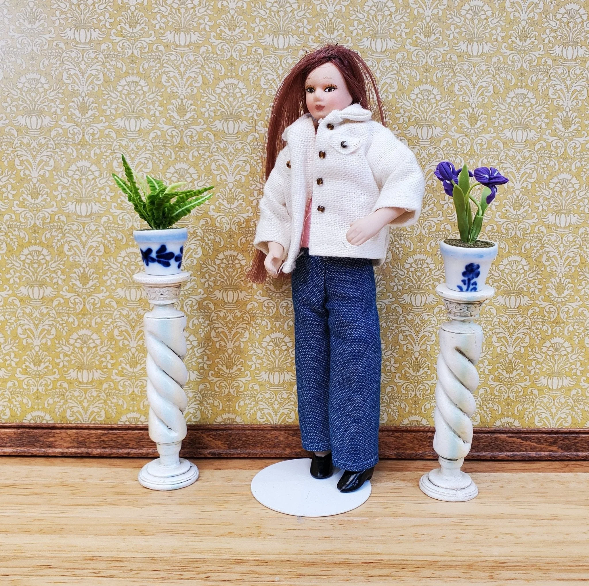 Dollhouse Miniature Pedestal Column Twist Plant Stand 1:12 Scale Decor - Image 2