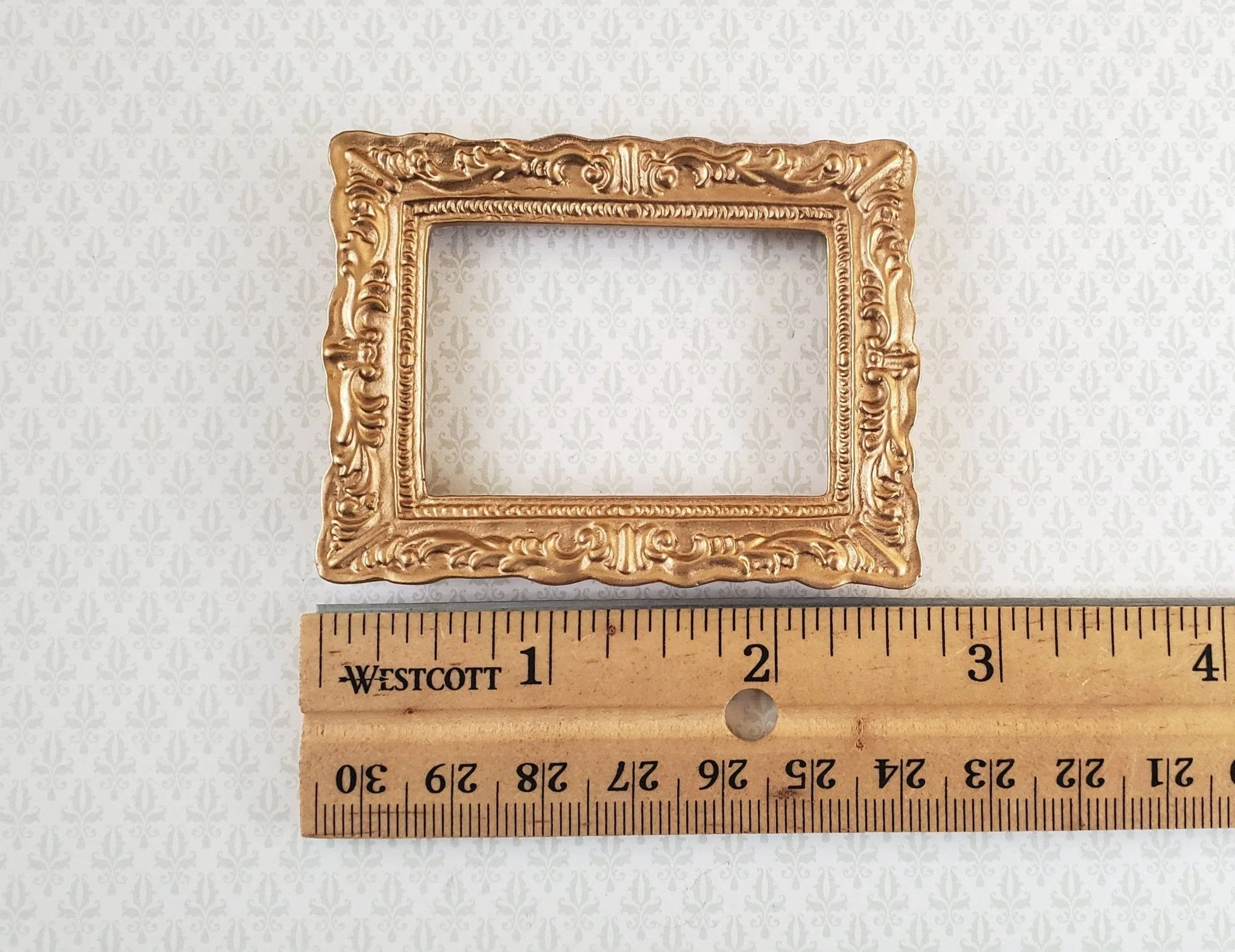 Dollhouse Miniature Picture Frame Fancy Gold 1:12 Scale 2 5/8" x 2" - Image 3