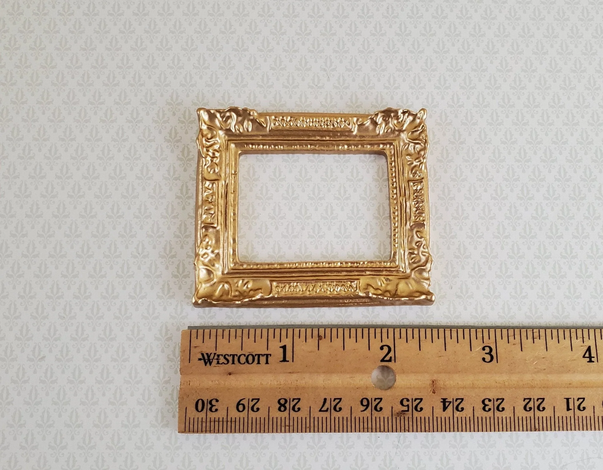 Dollhouse Miniature Picture Frame Fancy Gold for Painting 1:12 Scale B0427 - Image 3
