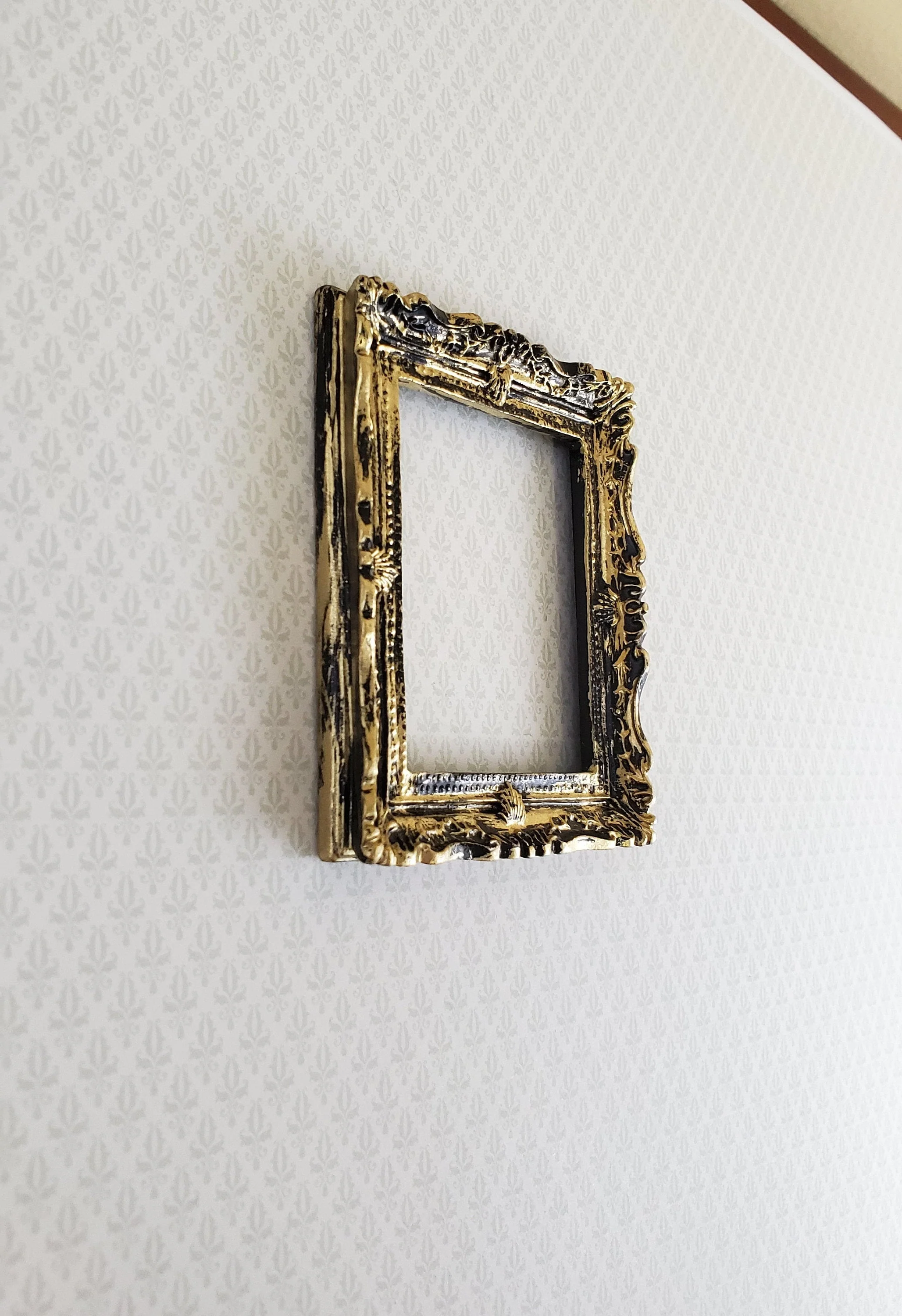 Miniature Picture Frame Large Fancy Antique Gold for Painting 1:12 Scale B0422 - Image 2