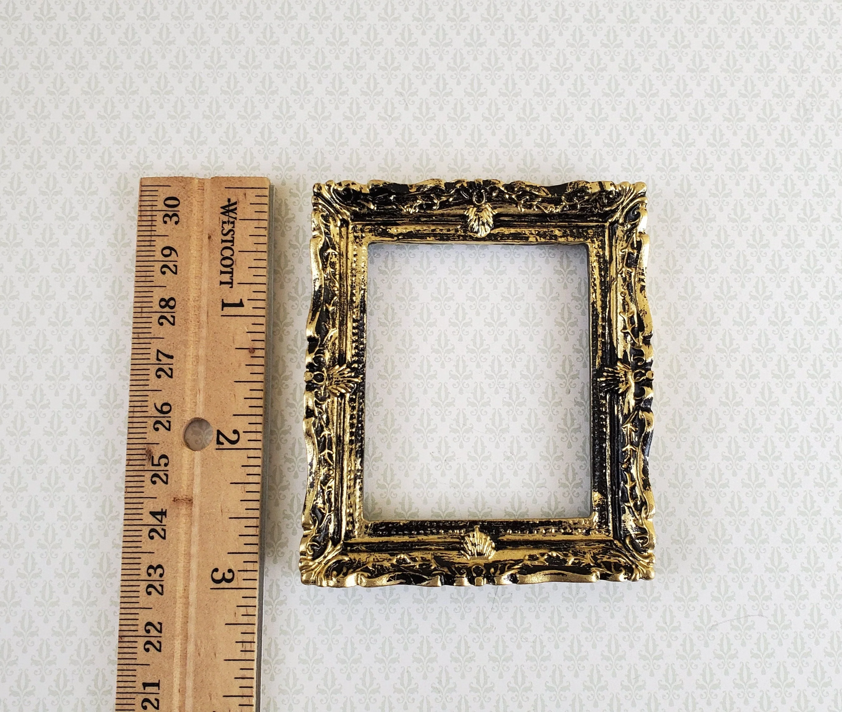 Miniature Picture Frame Large Fancy Antique Gold for Painting 1:12 Scale B0422 - Image 3