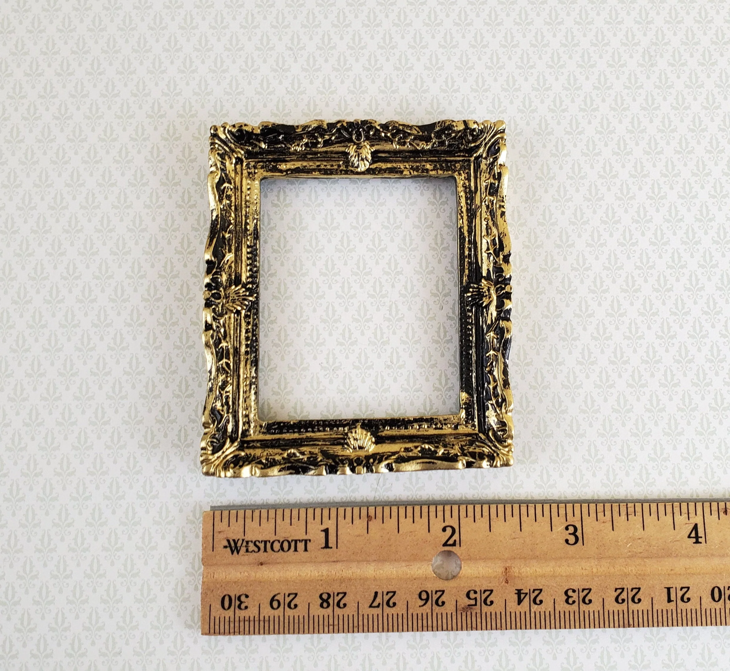 Miniature Picture Frame Large Fancy Antique Gold for Painting 1:12 Scale B0422 - Image 4