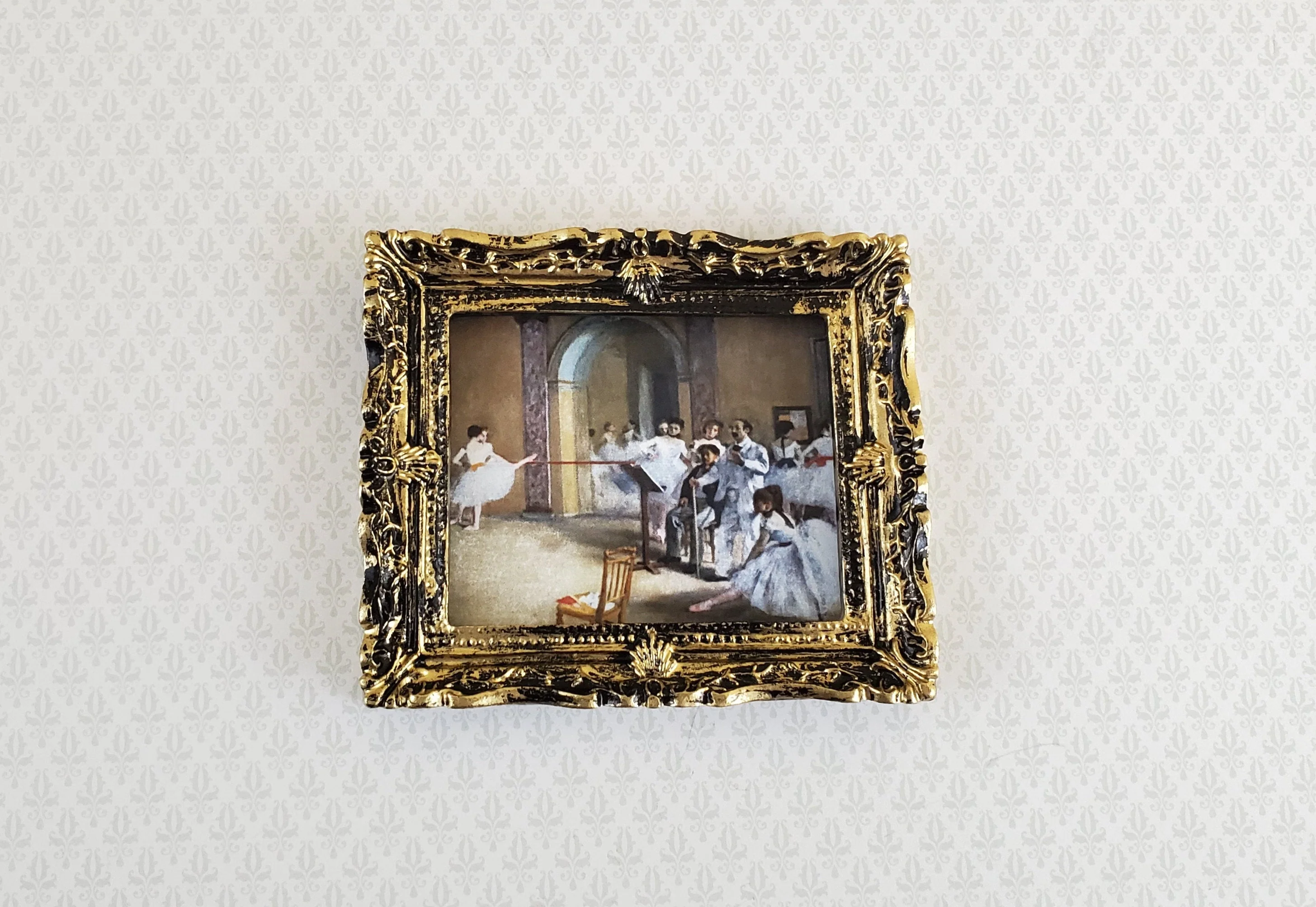 Miniature Picture Frame Large Fancy Antique Gold for Painting 1:12 Scale B0422 - Image 5