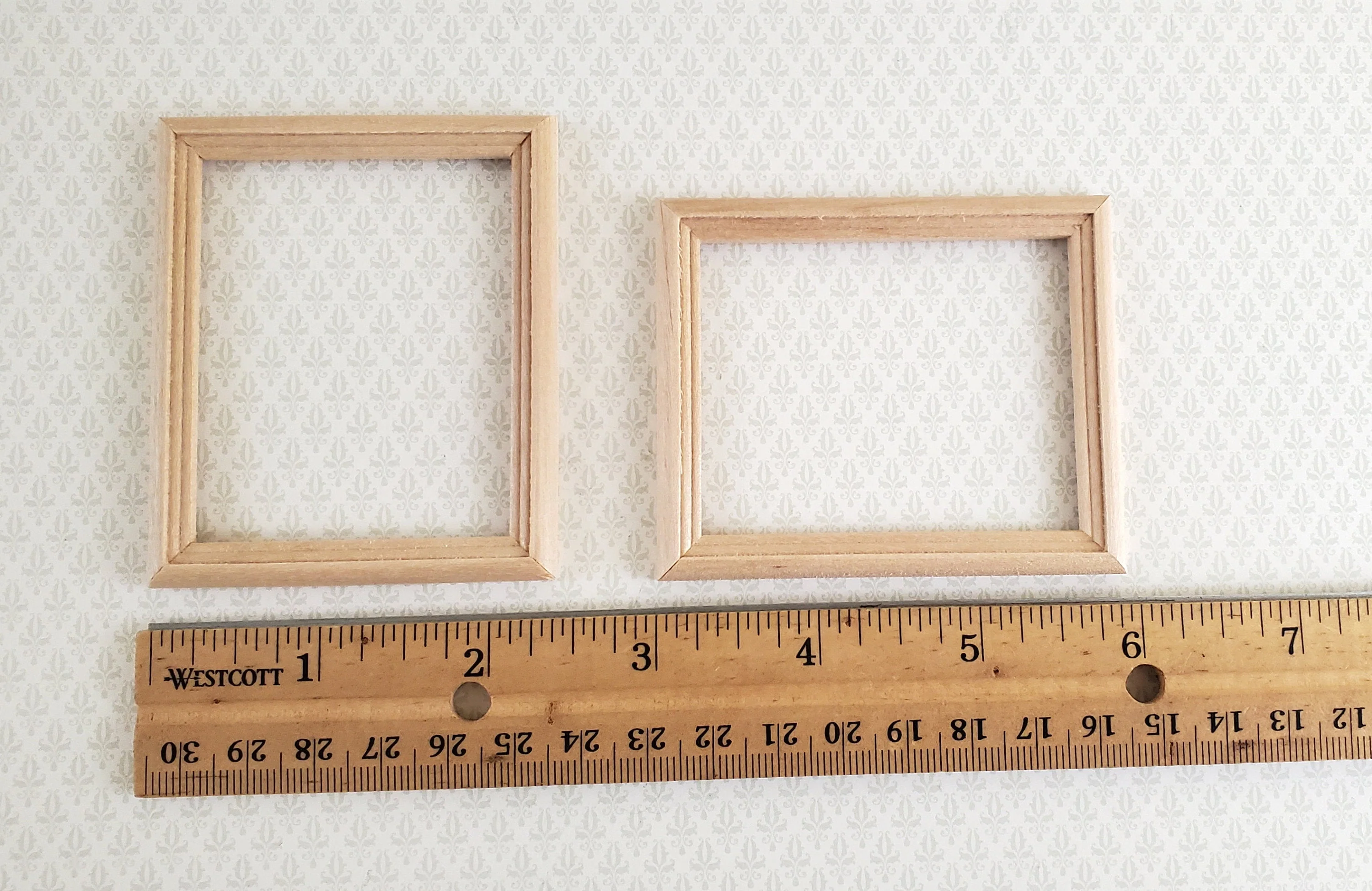 Dollhouse Miniature Picture Frame Large for Painting x2 Unpainted Wood 1:12 Scale - Image 4