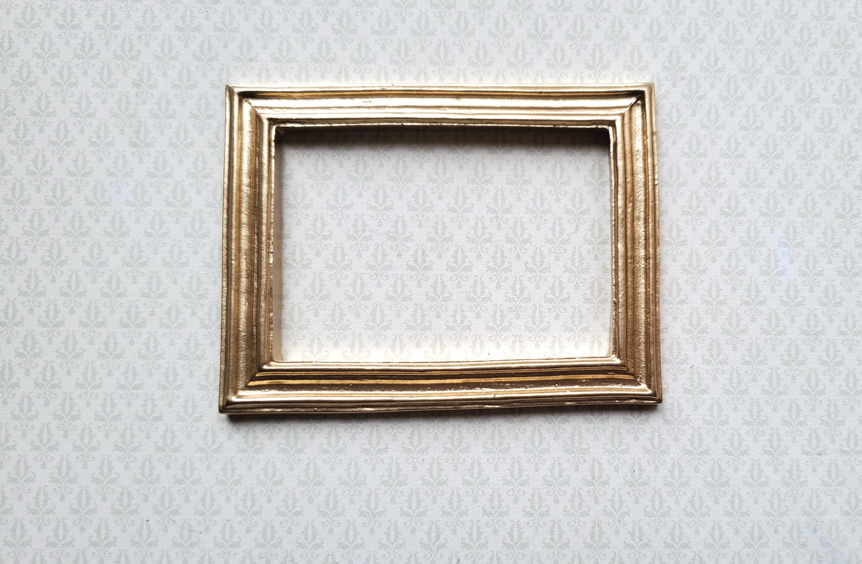 Dollhouse Miniature Picture Frame Large Gold for Painting 3" x 2 1/4" 1:12 Scale