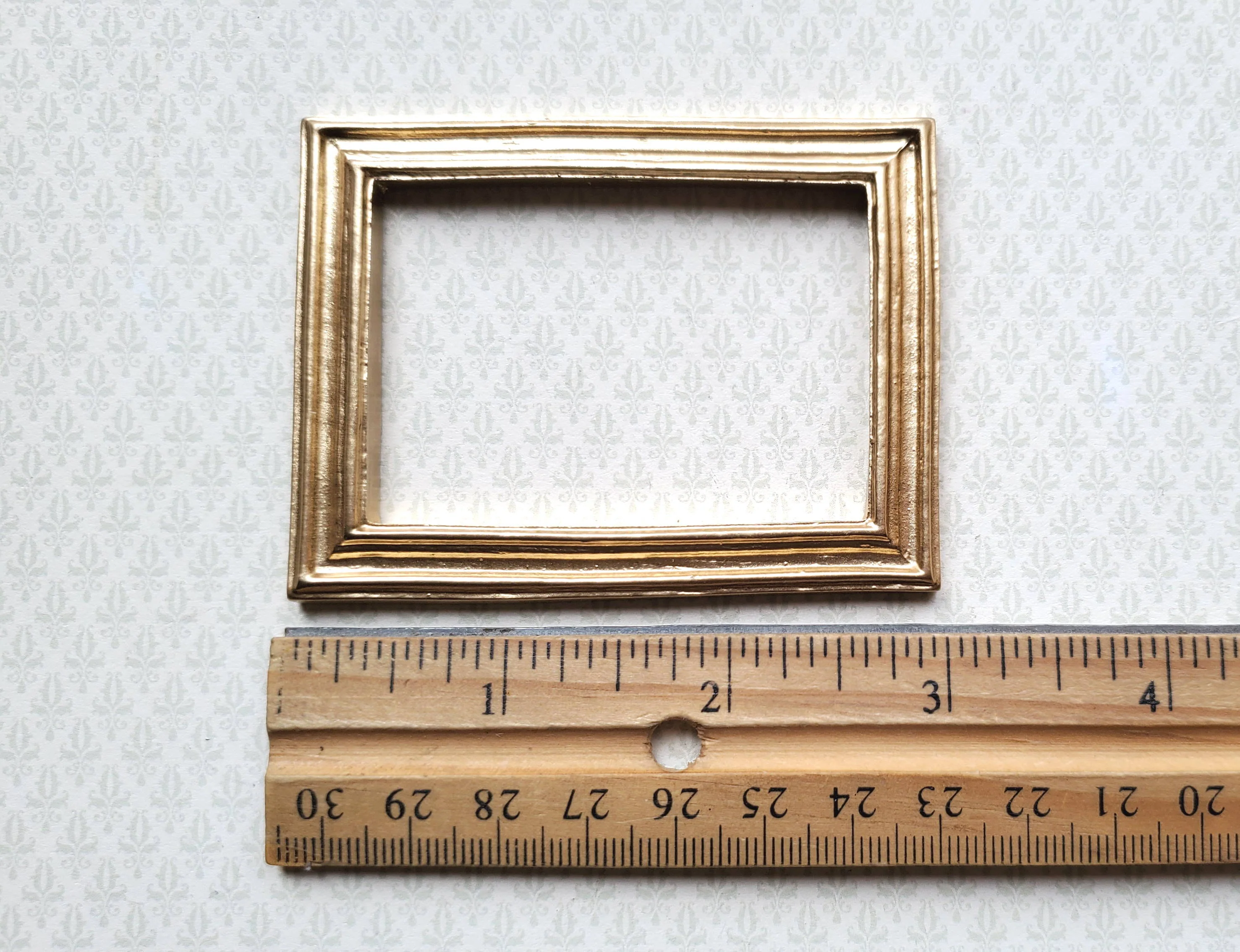 Dollhouse Miniature Picture Frame Large Gold for Painting 3" x 2 1/4" 1:12 Scale - Image 2