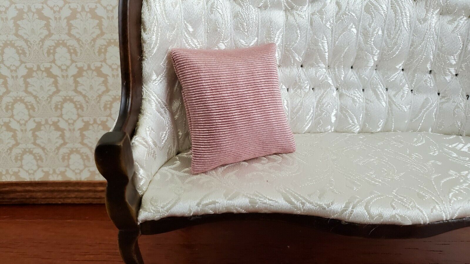 Dollhouse Miniature Pillow Dusty Rose Handmade 1:12 Scale 1 1/2"