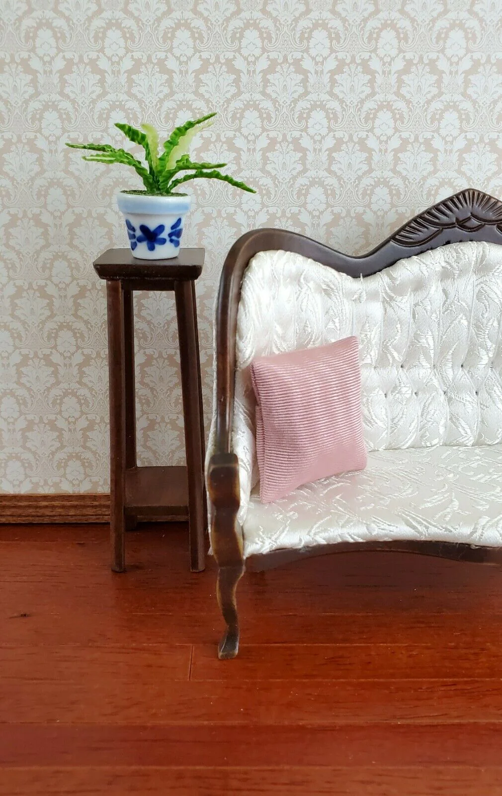 Dollhouse Miniature Pillow Dusty Rose Handmade 1:12 Scale 1 1/2" - Image 3
