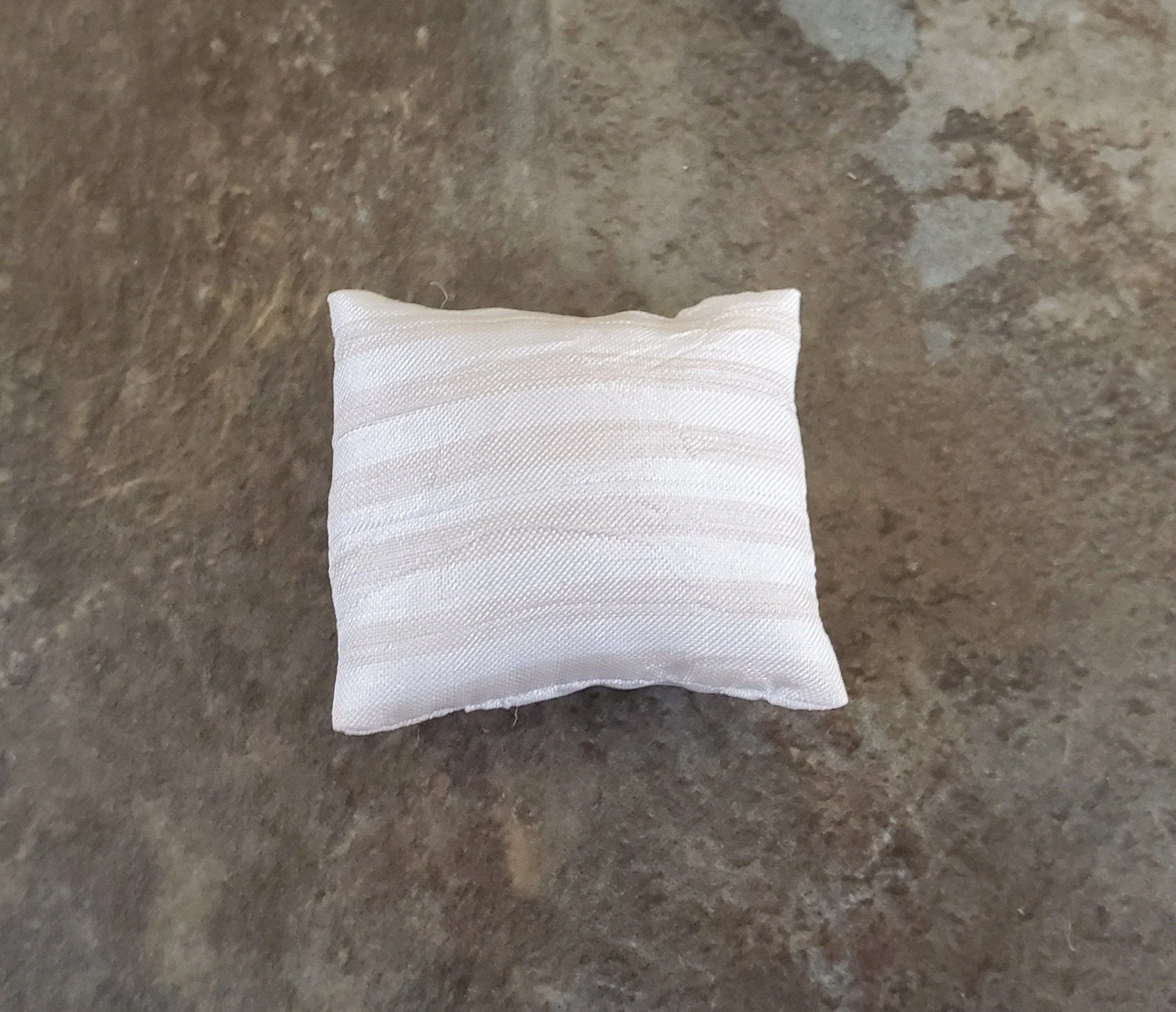 Dollhouse Miniature Pillow Ecru Striped Handmade 1:12 Scale 1 1/2"