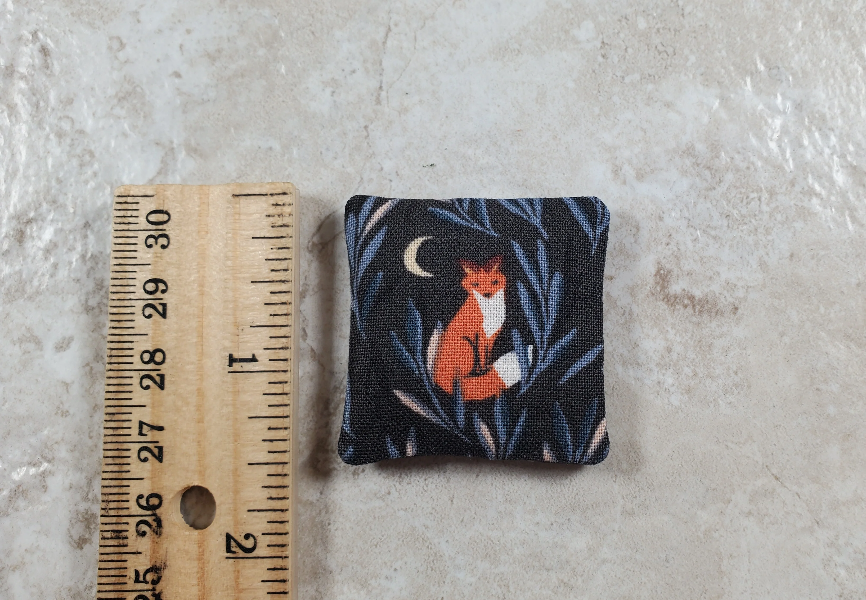 Dollhouse Miniature Pillow Fox with Moon Handmade 1:12 Scale 1 1/2" - Image 3