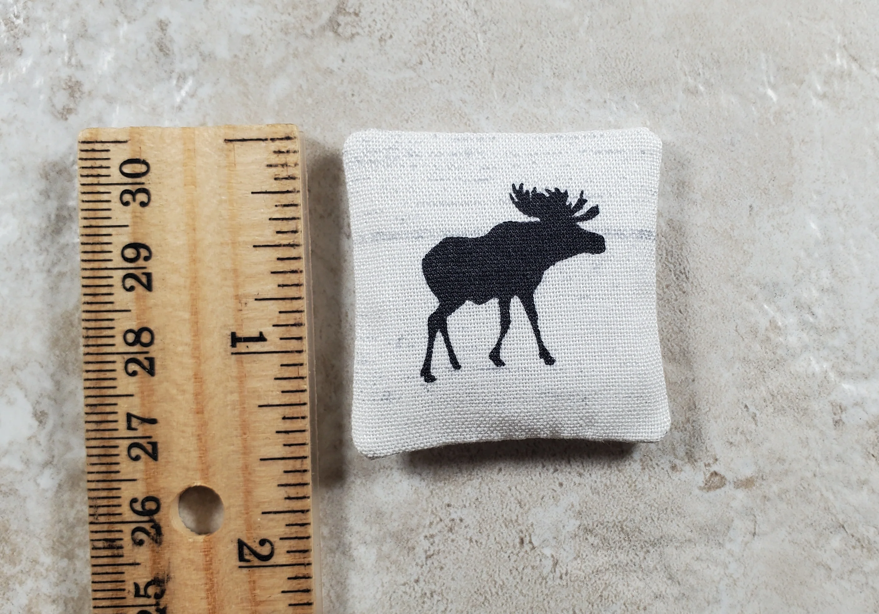 Dollhouse Miniature Pillow Moose Silhouette Handmade 1:12 Scale 1 1/2" - Image 3