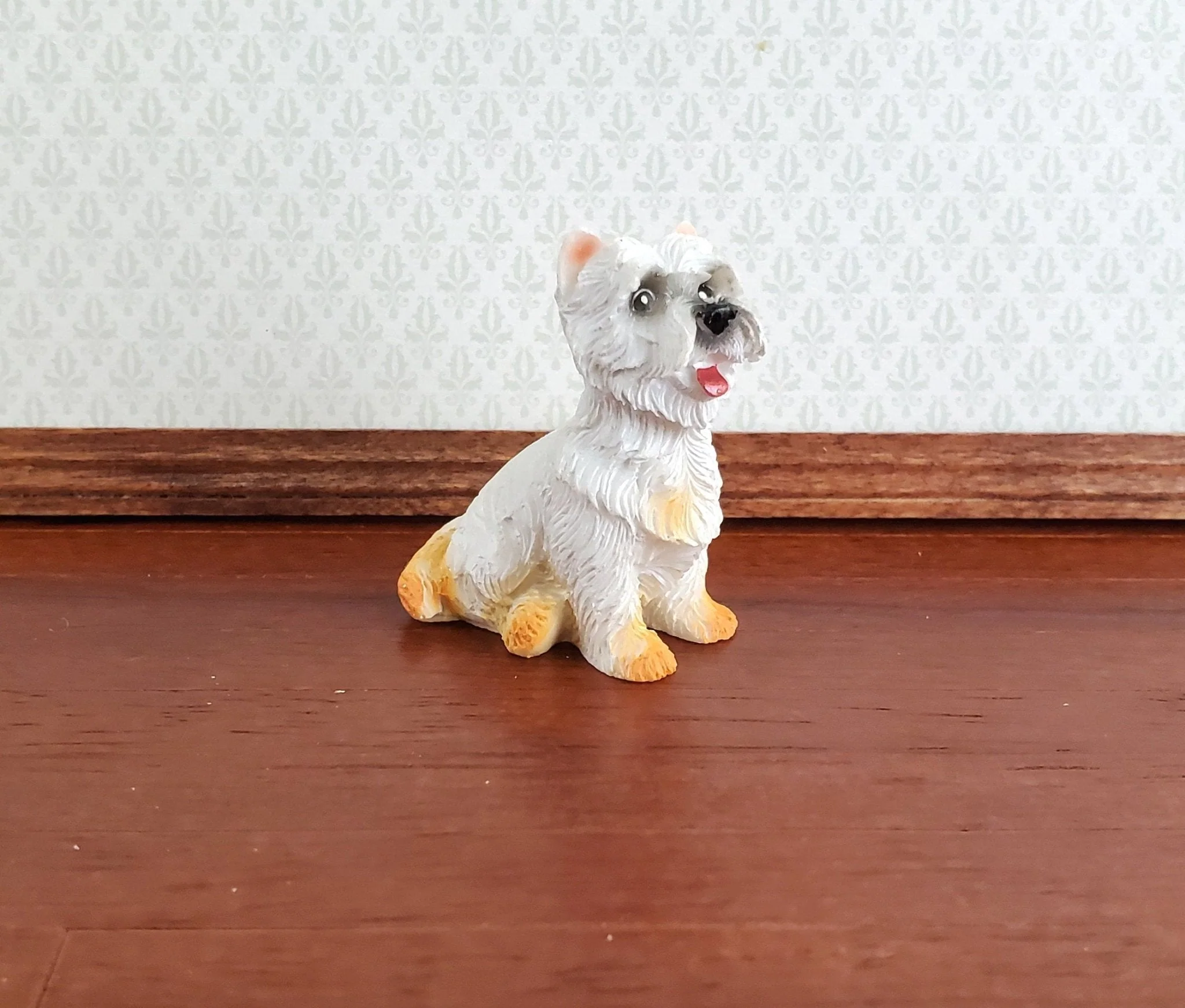 Dollhouse Miniature Puppy Dog Westie 1:12 Scale Pet West Highland Terrier Sitting