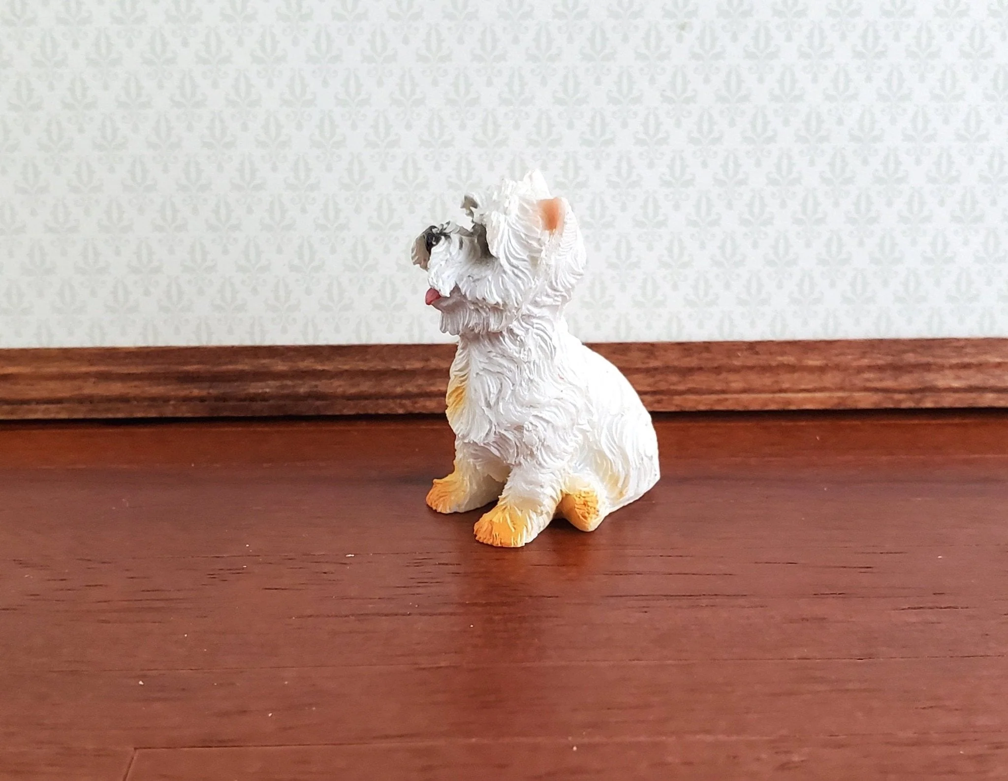 Dollhouse Miniature Puppy Dog Westie 1:12 Scale Pet West Highland Terrier Sitting - Image 2