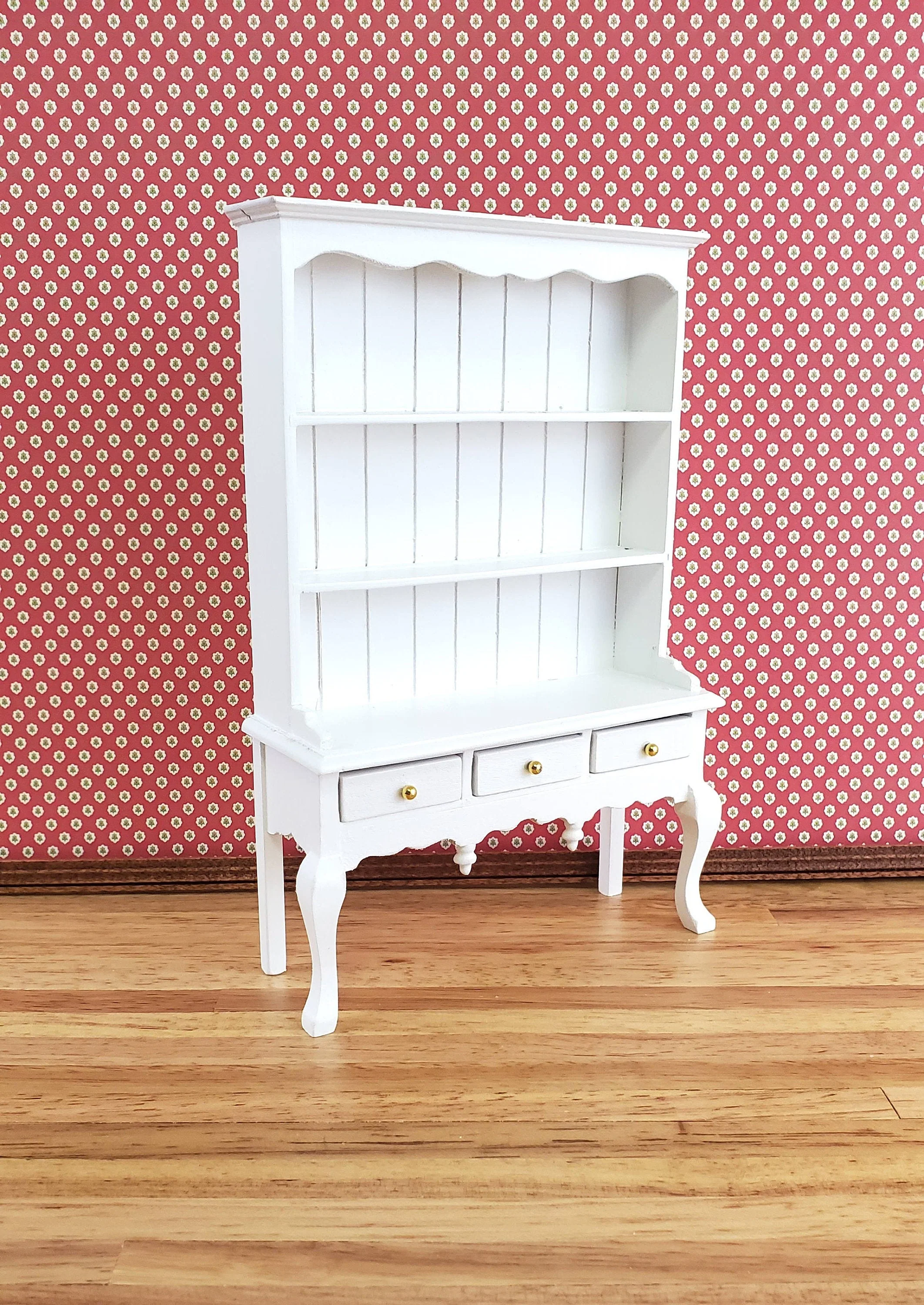 Dollhouse Miniature Queen Kitchen Cupboard Hutch White Anne Style 1:12 Scale Furniture - Image 2