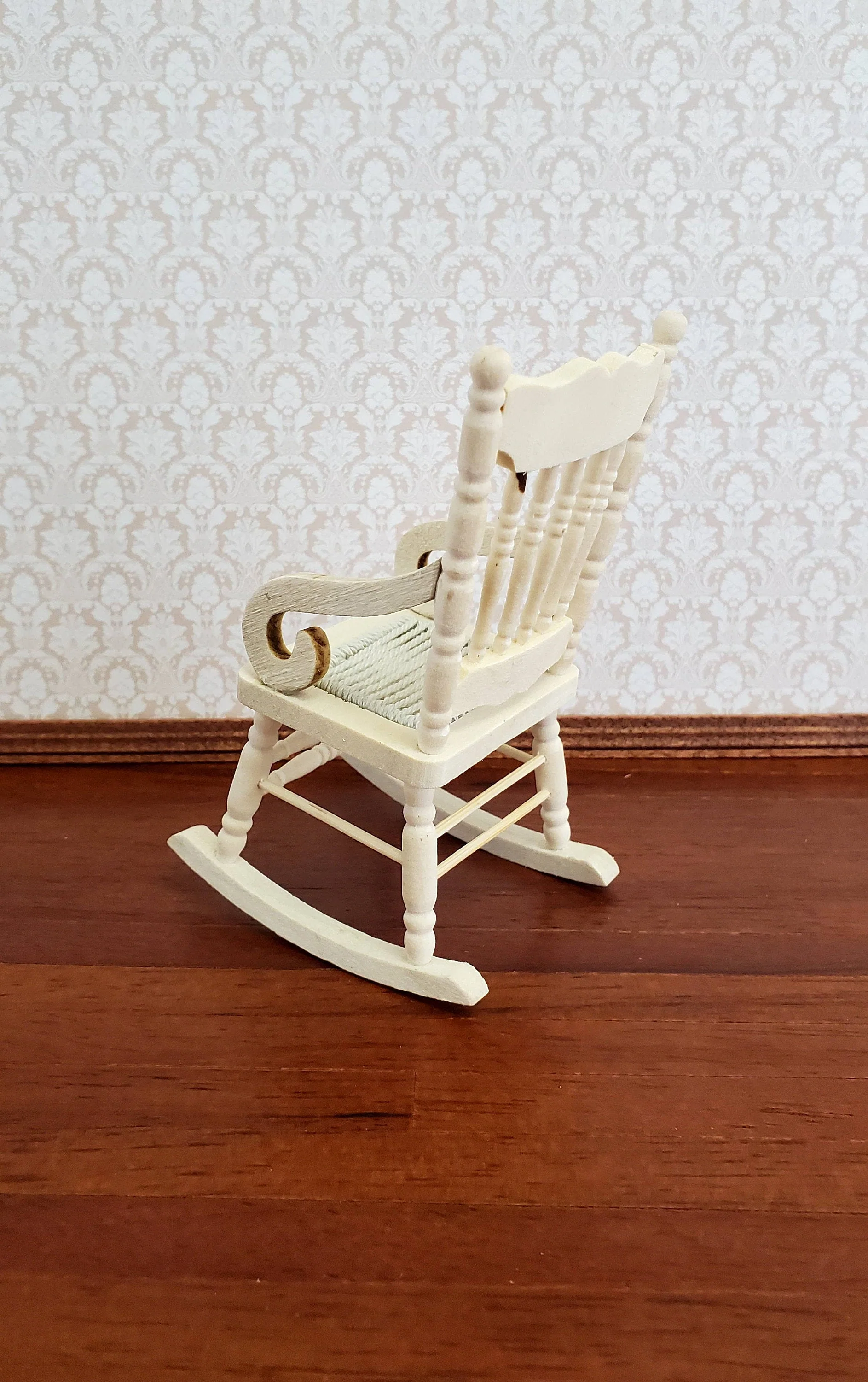 Dollhouse Miniature Rocking Chair 1:12 Scale Furniture Barewood Ornament - Image 4