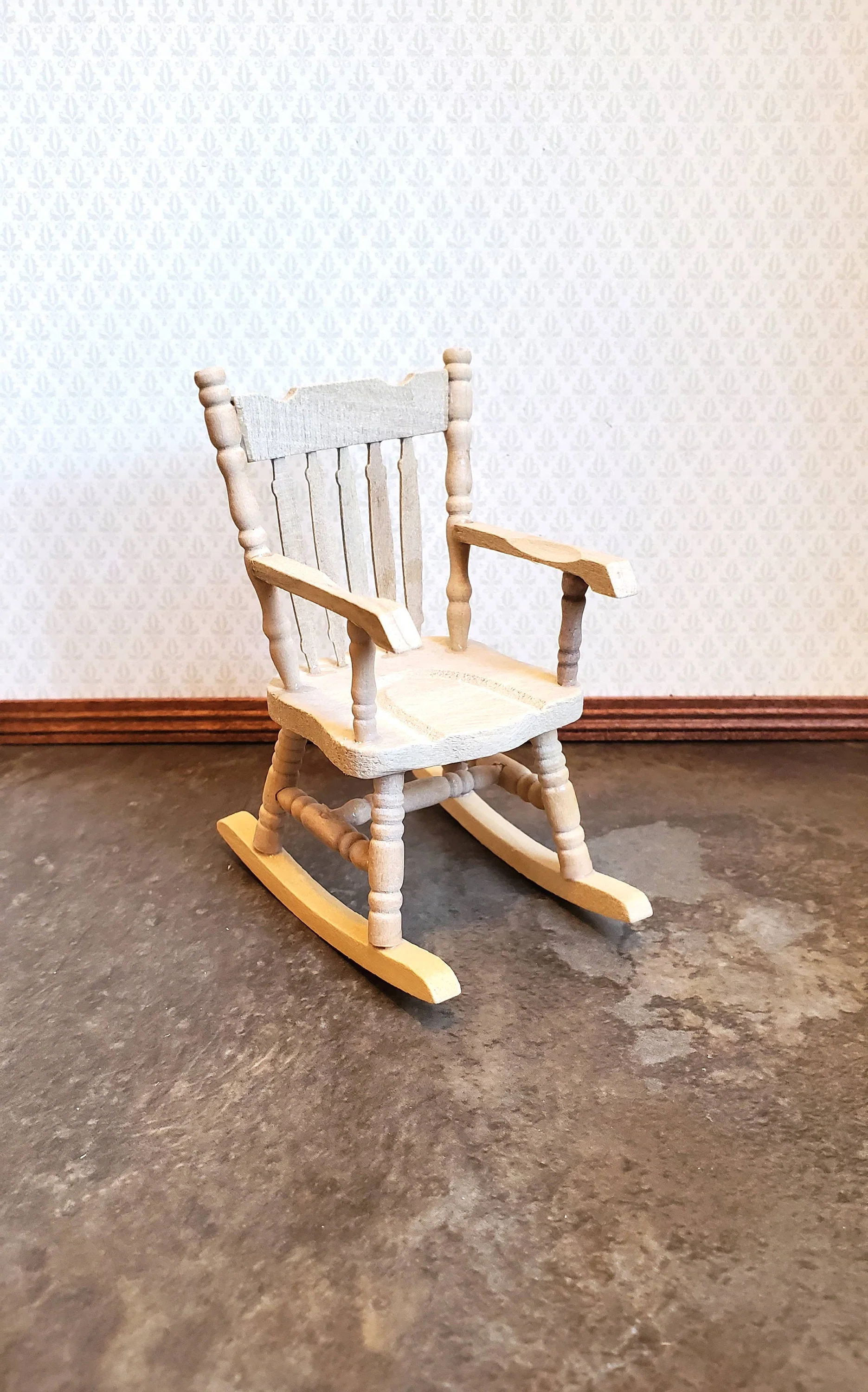 Dollhouse Rocking Chair 1:12 Scale Miniature Furniture Unpainted Wood