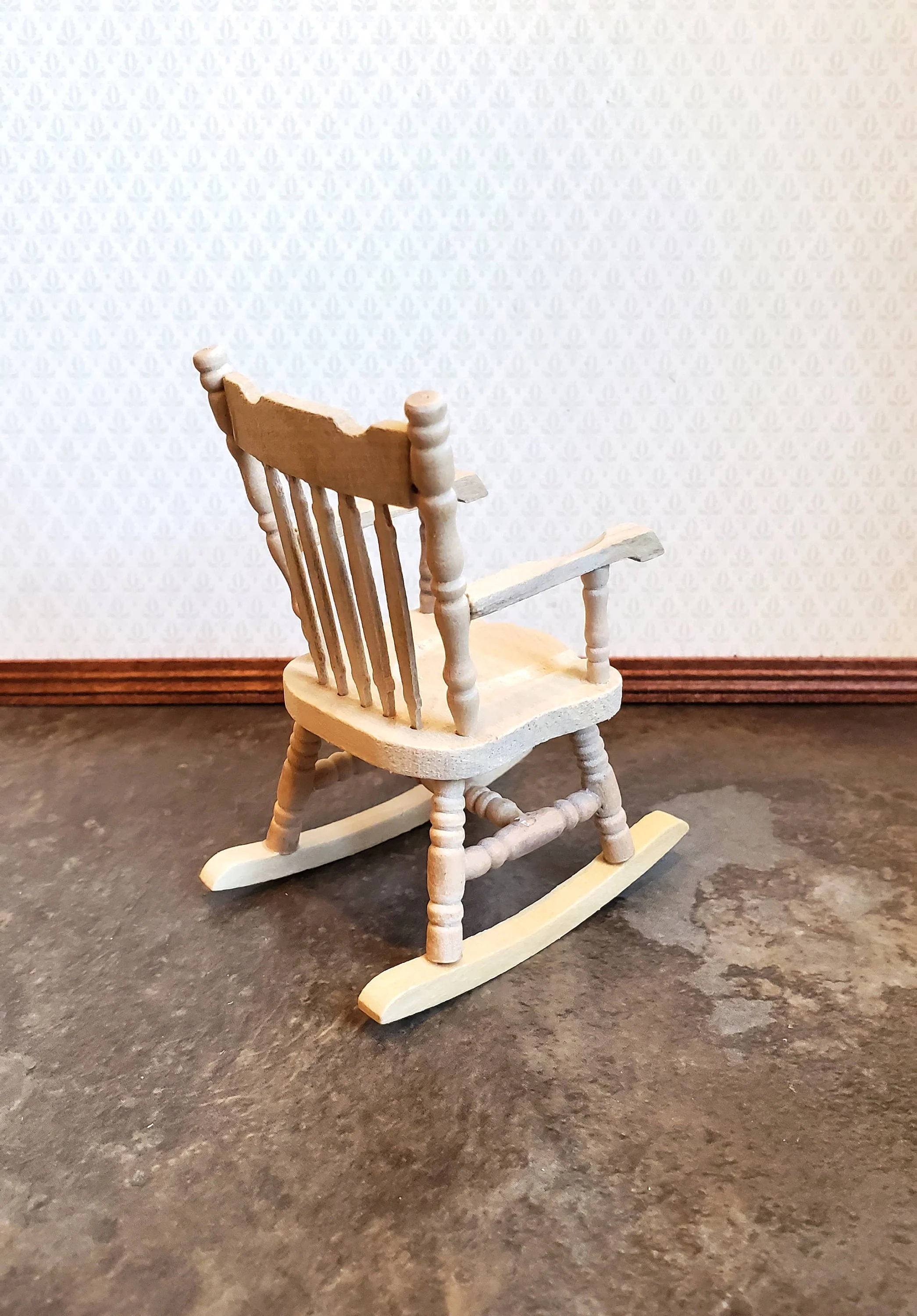 Dollhouse Rocking Chair 1:12 Scale Miniature Furniture Unpainted Wood - Image 2