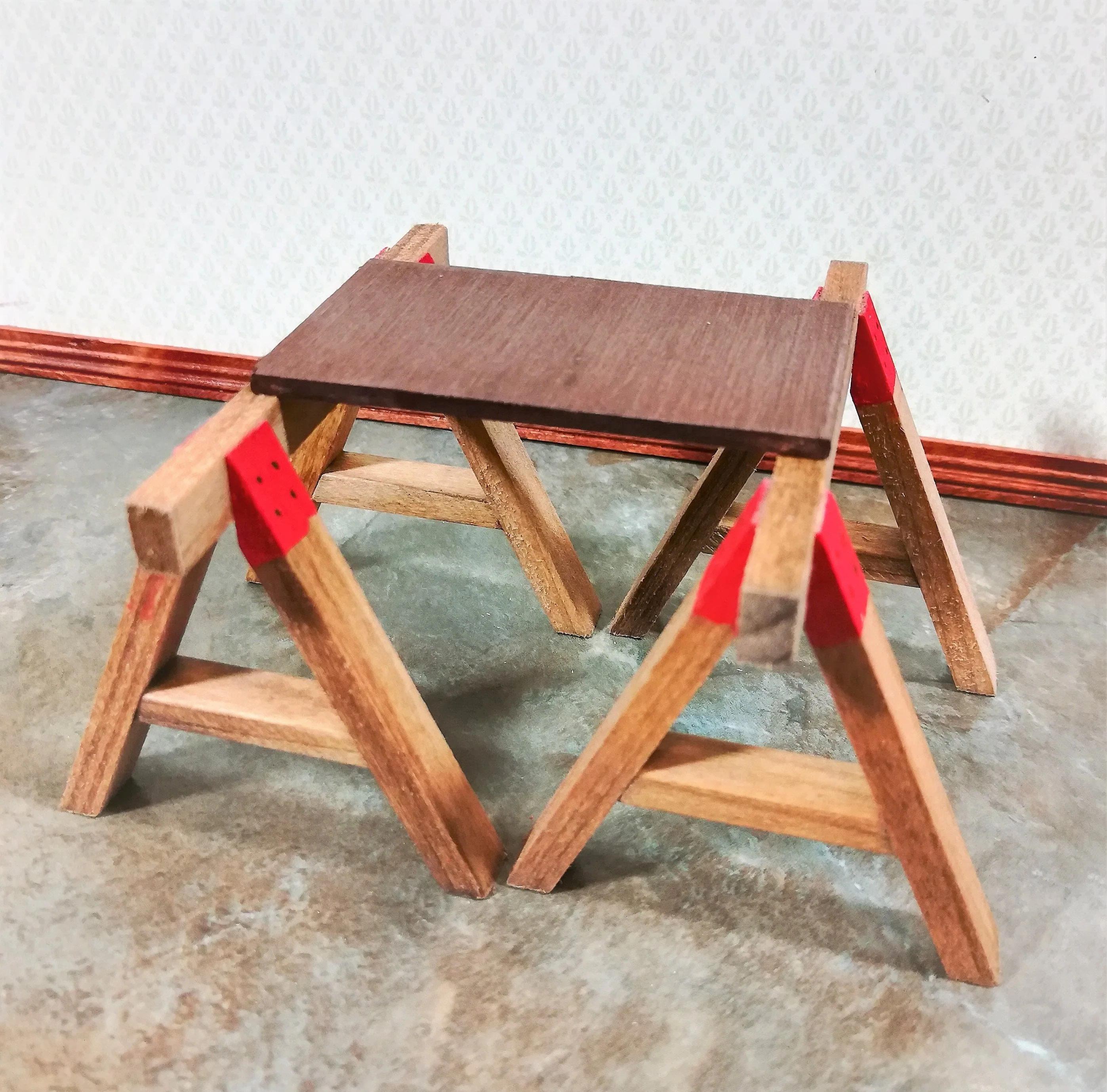 Dollhouse Miniature Saw Horses Vintage Style Sir Thomas Thumb 1:12 Scale Wood - Image 5