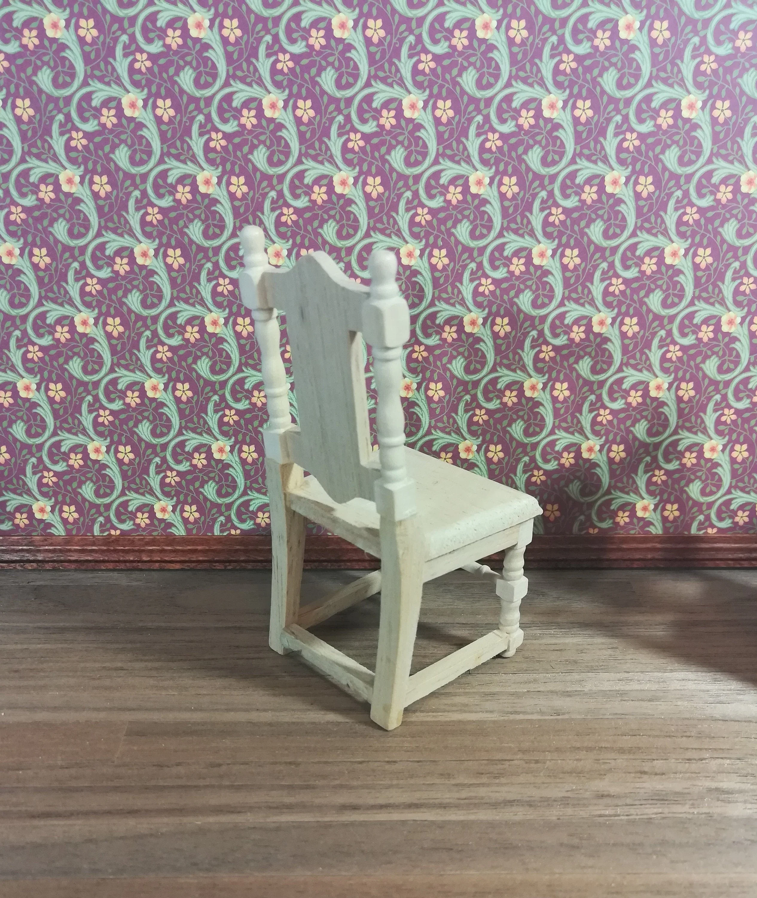 Dollhouse Miniature Set of 4 Unfinished Wood Dining Room Chairs 1:12 Scale - Image 4