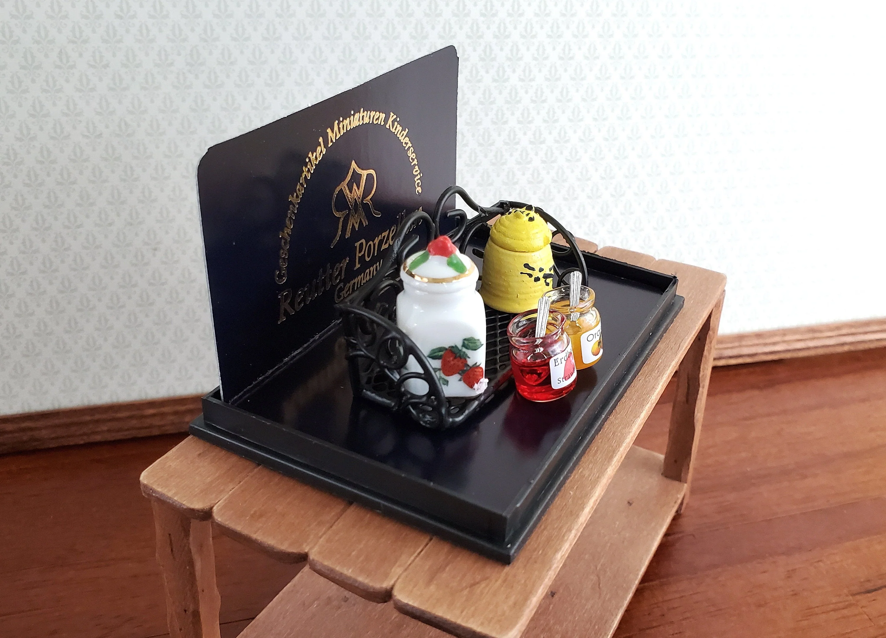 Dollhouse Miniature Shelf with Jam Jelly Honey Biscuits Reutter Porcelain 1:12 Scale - Image 2