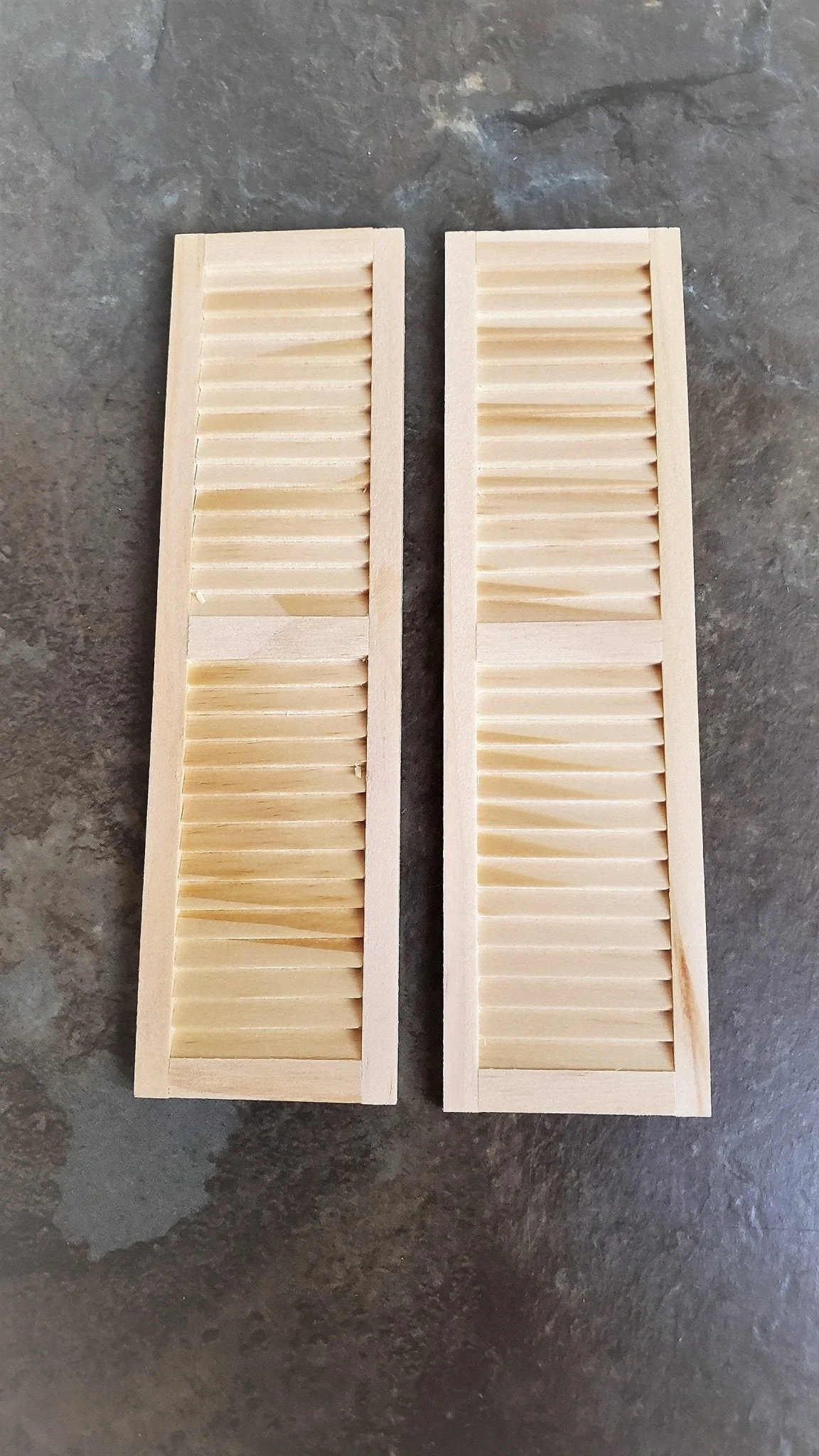 Dollhouse Miniature Shutters Louvered 1 Pair Unfinished Wood 1:12 Scale 5 1/8" HW5019