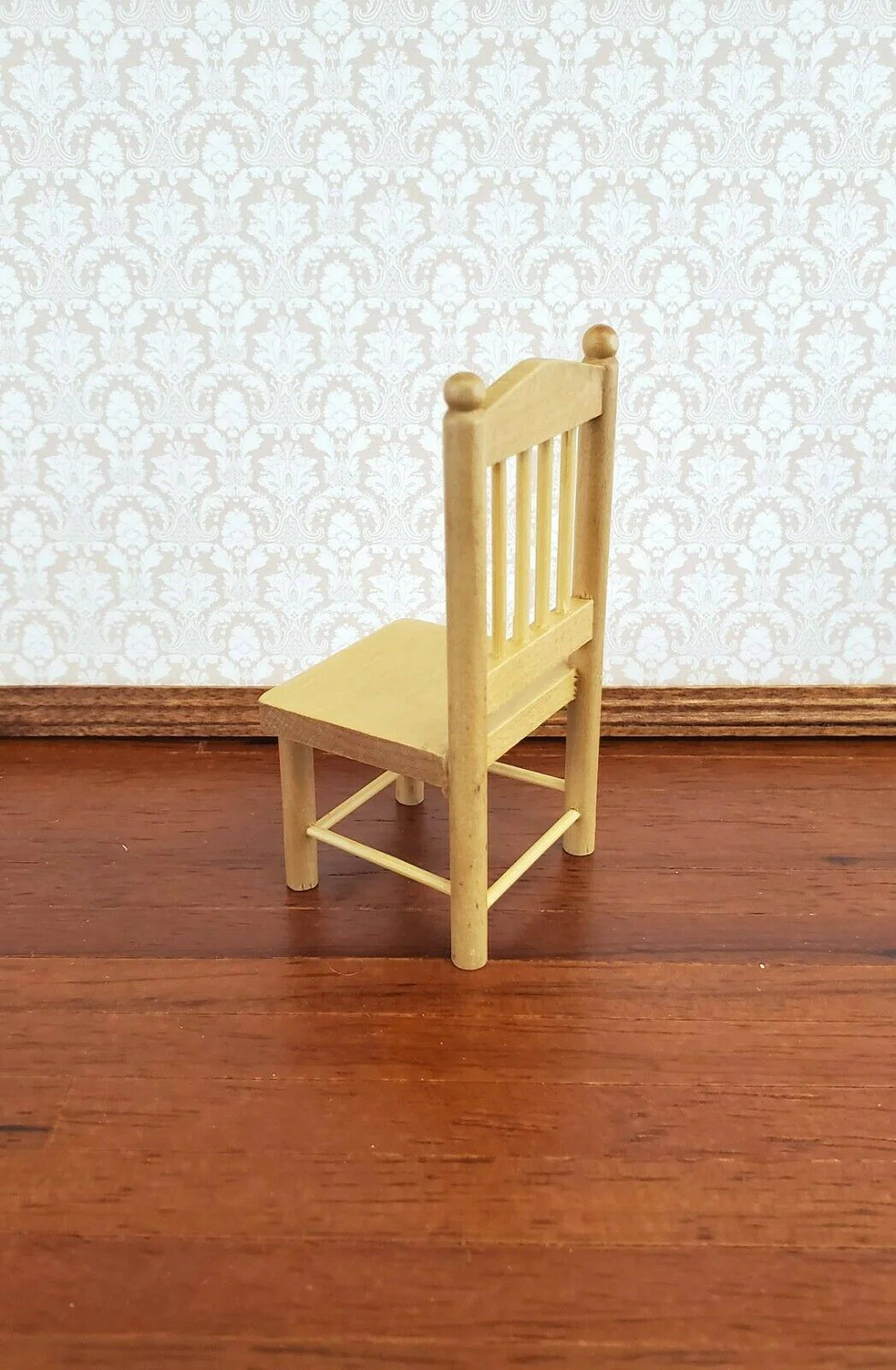 Dollhouse Miniature Small Chair Light Oak Wood 1:12 Scale 3 1/4" tall - Image 2