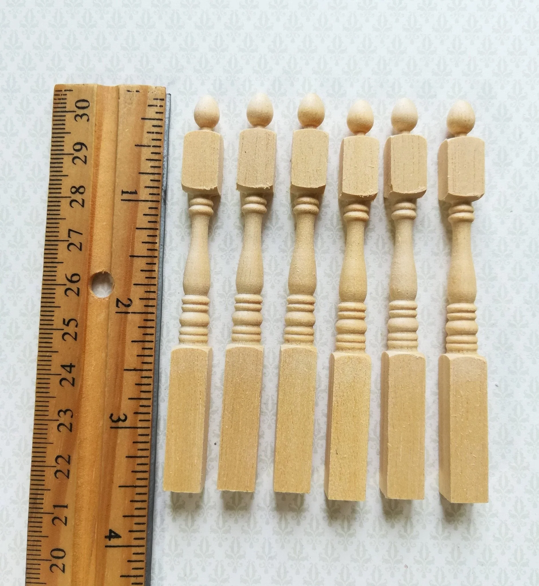 Dollhouse Miniature Spindles Newel Posts Wood 6 Pieces 1:12 Scale 3 1/2" Long - Image 3