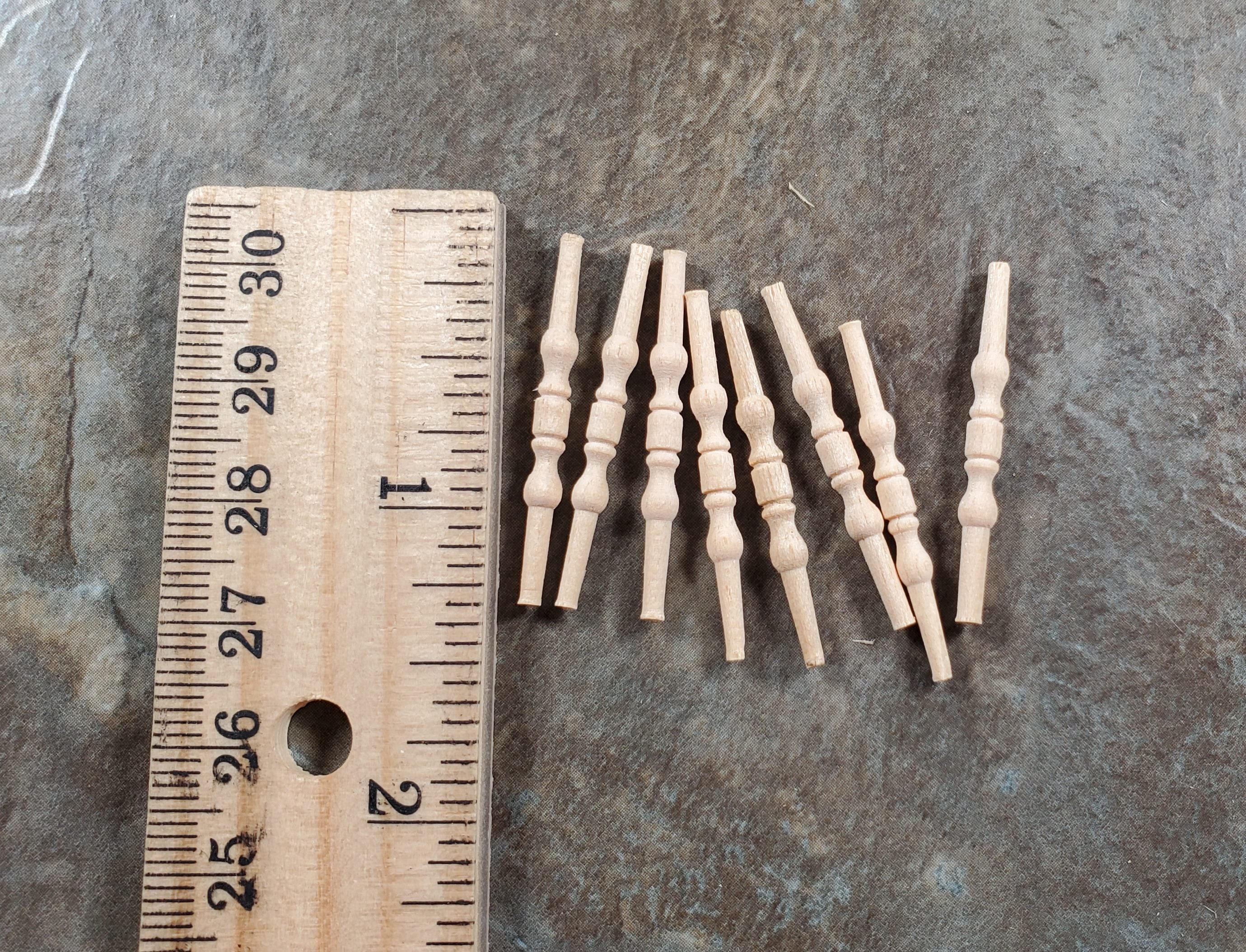 Dollhouse Miniature Spindles Small Wood 8 Pieces 1:12 Scale 1 1/4" HW12031 - Image 2