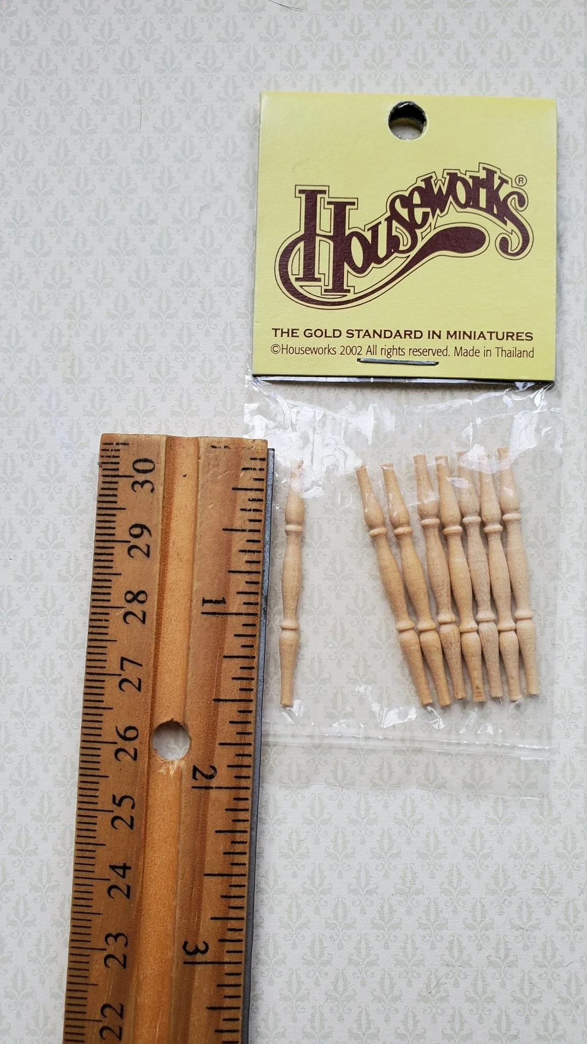 Dollhouse Miniature Spindles Small Wood Houseworks 12025 8 Pieces 1:12 Scale 1 1/2" Long - Image 2