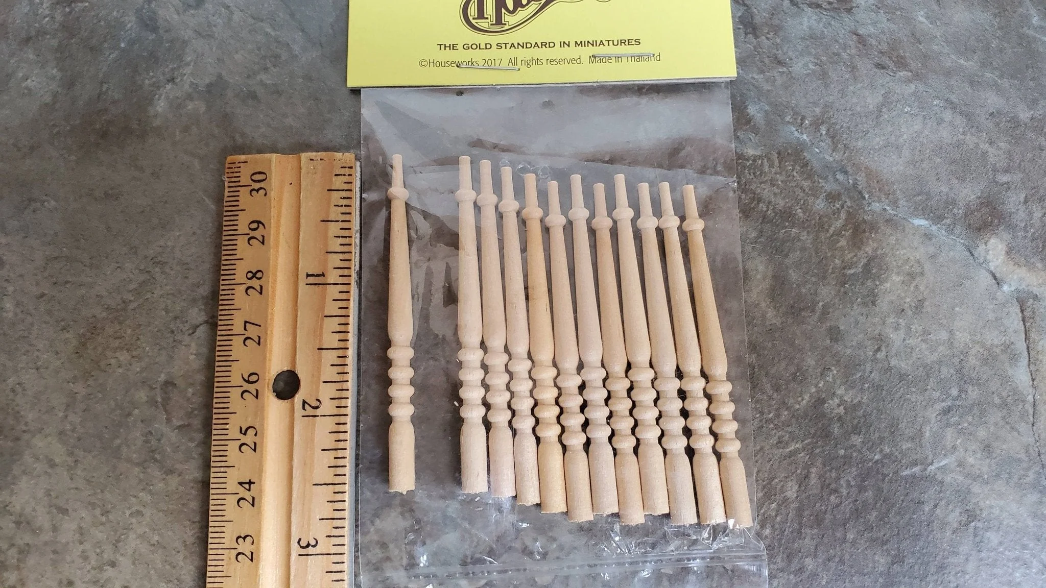 Dollhouse Miniature Spindles Stair Balusters 1:12 Scale 2 5/8" Tall posts HW7019 - Image 2