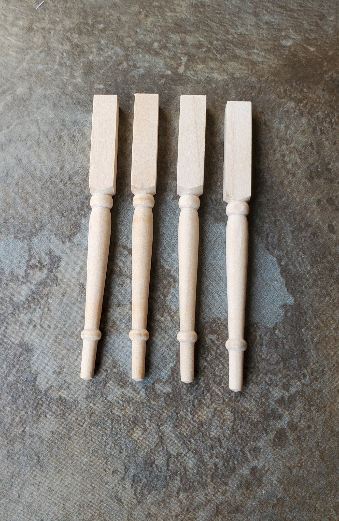 Dollhouse Miniature Spindles Table Legs Wood 4 Pieces 1:12 Scale 2 5/8" Long