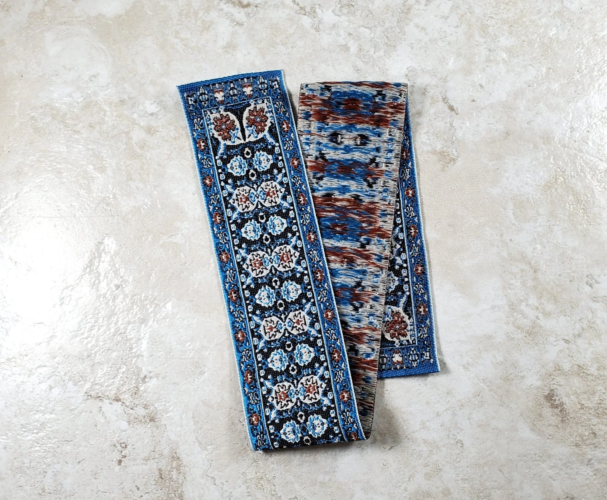 Dollhouse Stair Runner Blue Carpet Rug Woven Fabric1:12 Scale Miniature